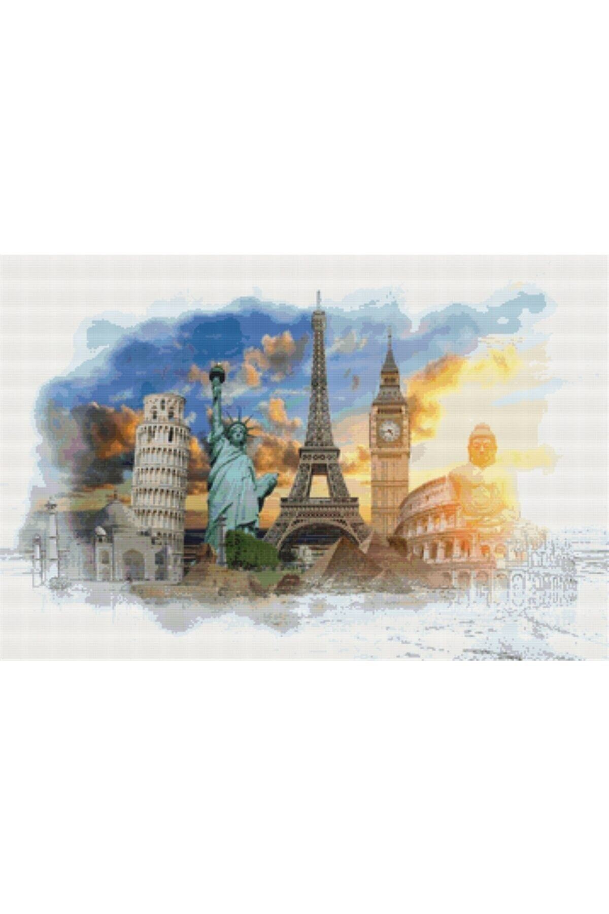 Movas Sanat Dünya’nın Ünlü Simgeleri | Elmas Mozaik Tablo | Mozaik Puzzle | 50x33 | E2020520