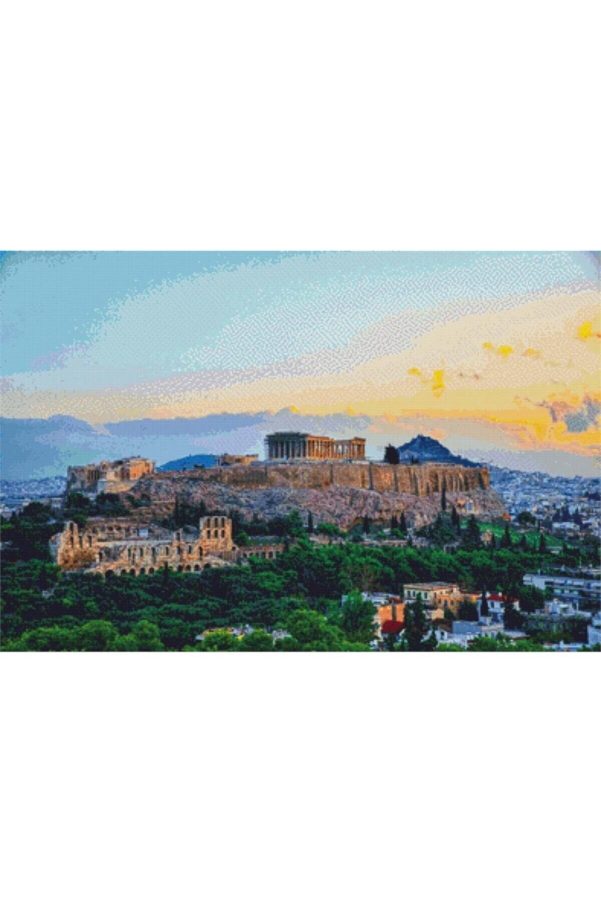 Movas Sanat Akropolis Parthenon Tapınağı Atina | Elmas Mozaik Puzzle | 60x39 | E2020909M