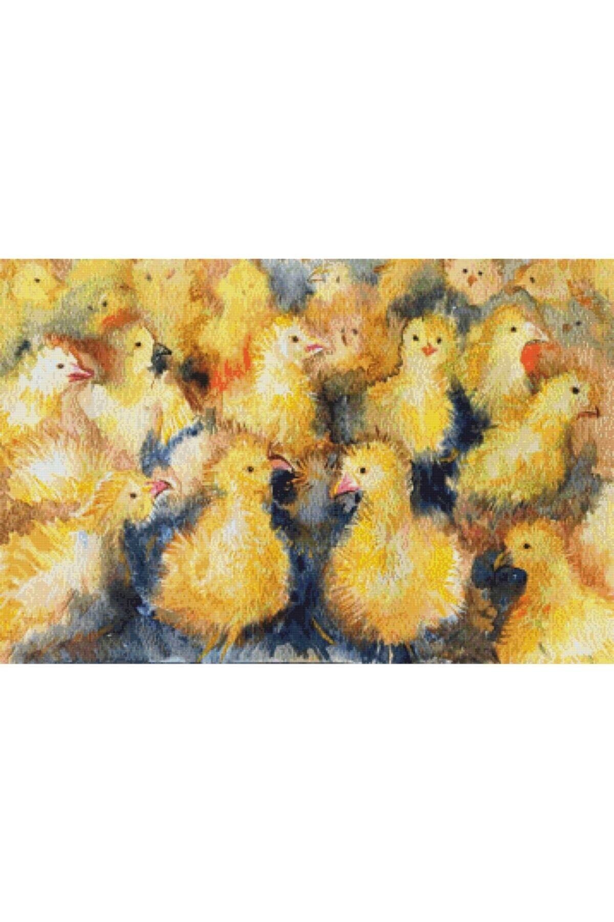 Movas Sanat Çiflikteki Civcivler | Elmas Mozaik Tablo | Mozaik Puzzle | 50x33 | E20201076M