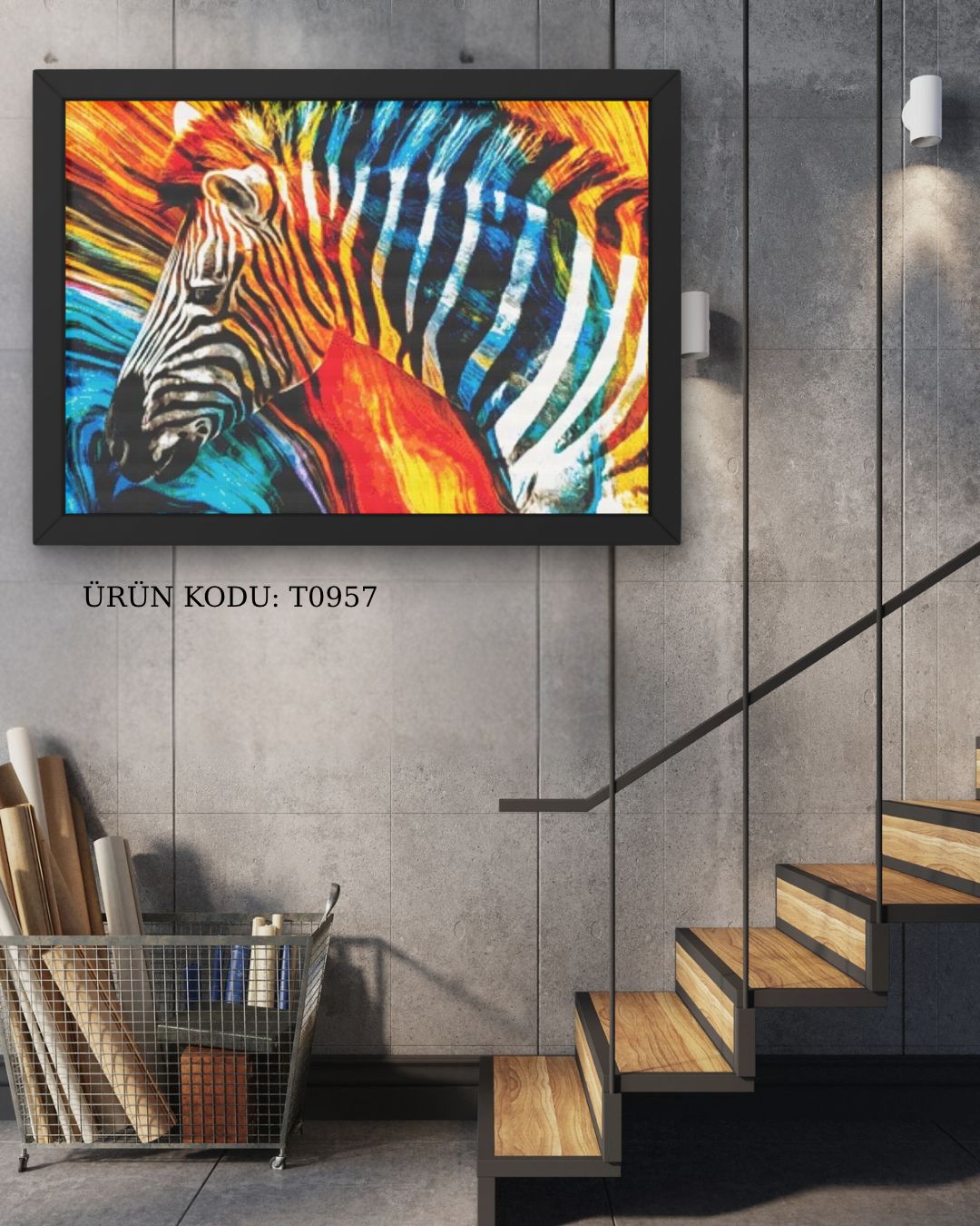 Gökkuşağı Zebra 50x50cm Dialands Elmas Mozaik Tablo