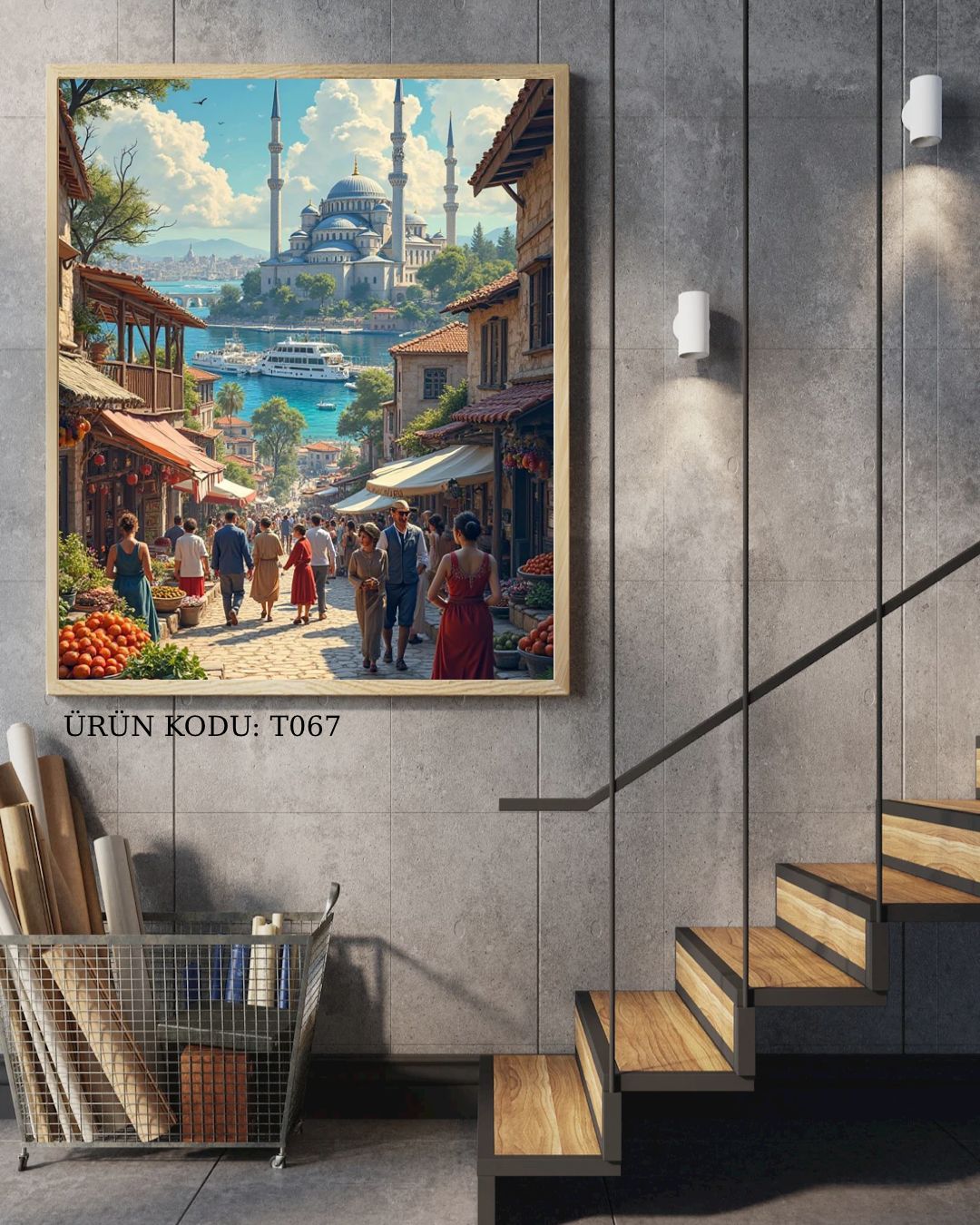 İstanbul Sokakları ve Camii Manzarası 34X50CM