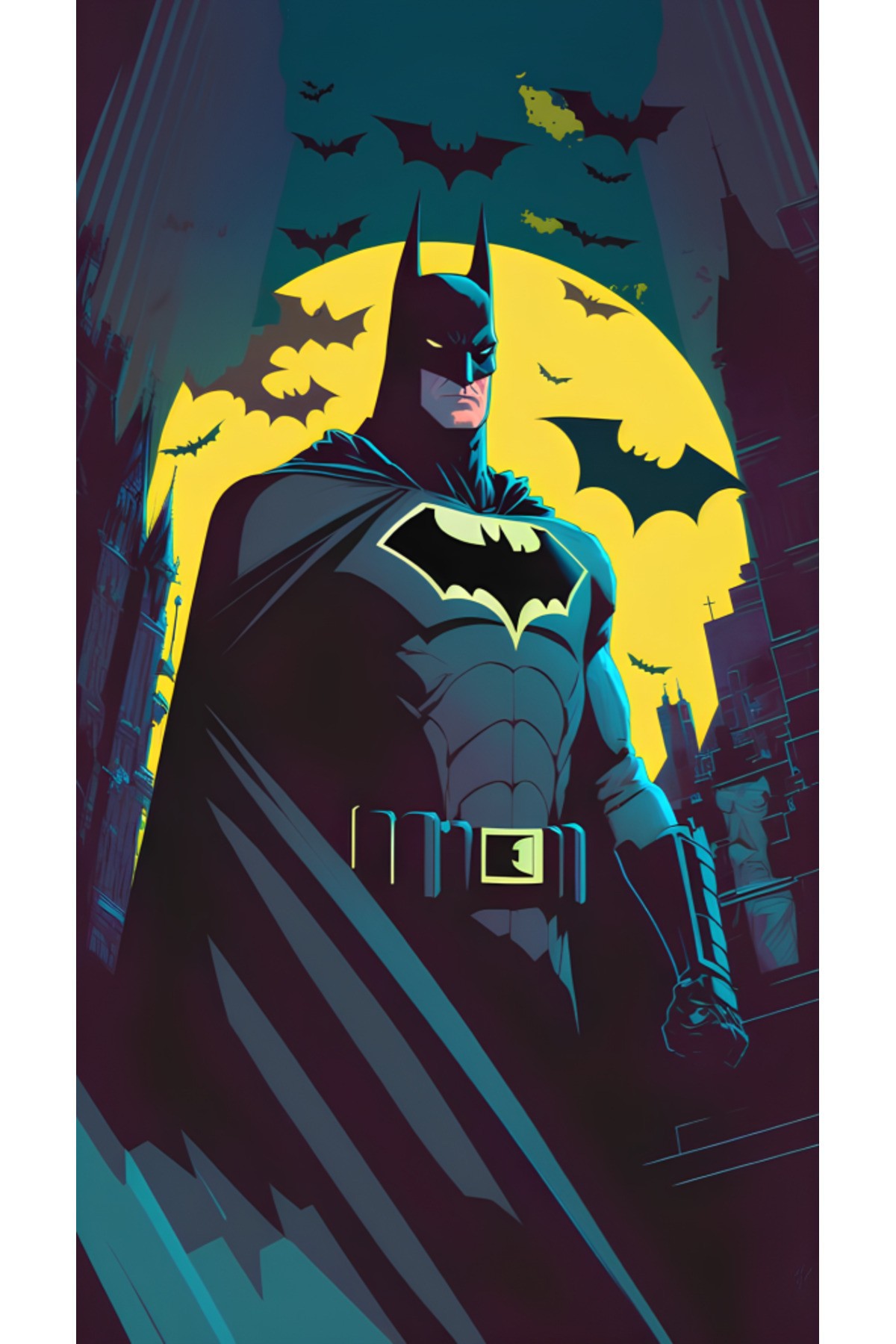 Movas Sanat Yarasalar Ve Batman - Batman | Elmas Mozaik Tablo | Mozaik Puzzle | 35x65 | E20204015