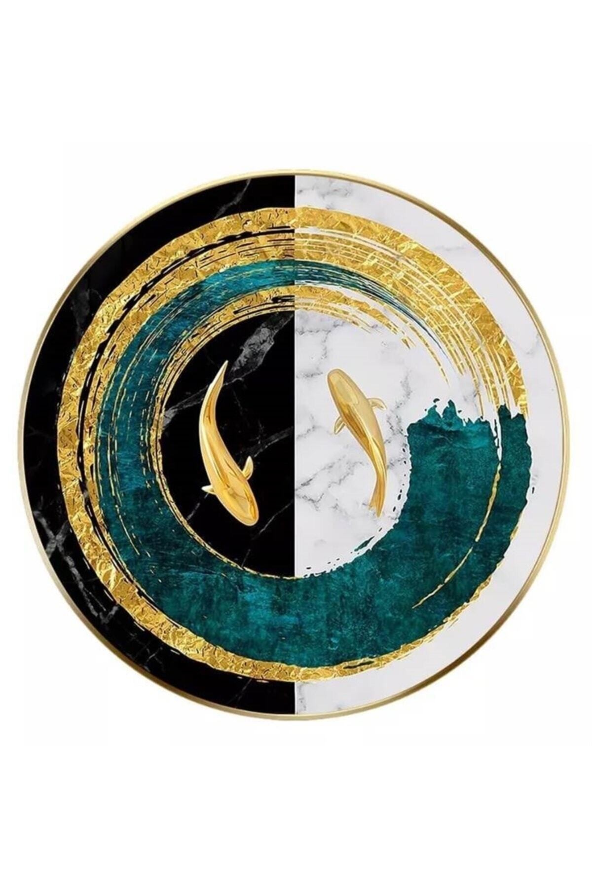 Movas Sanat Balık Ve Yin Yang | Elmas Mozaik Tablo | Mozaik Puzzle | 45x45 | E20203563