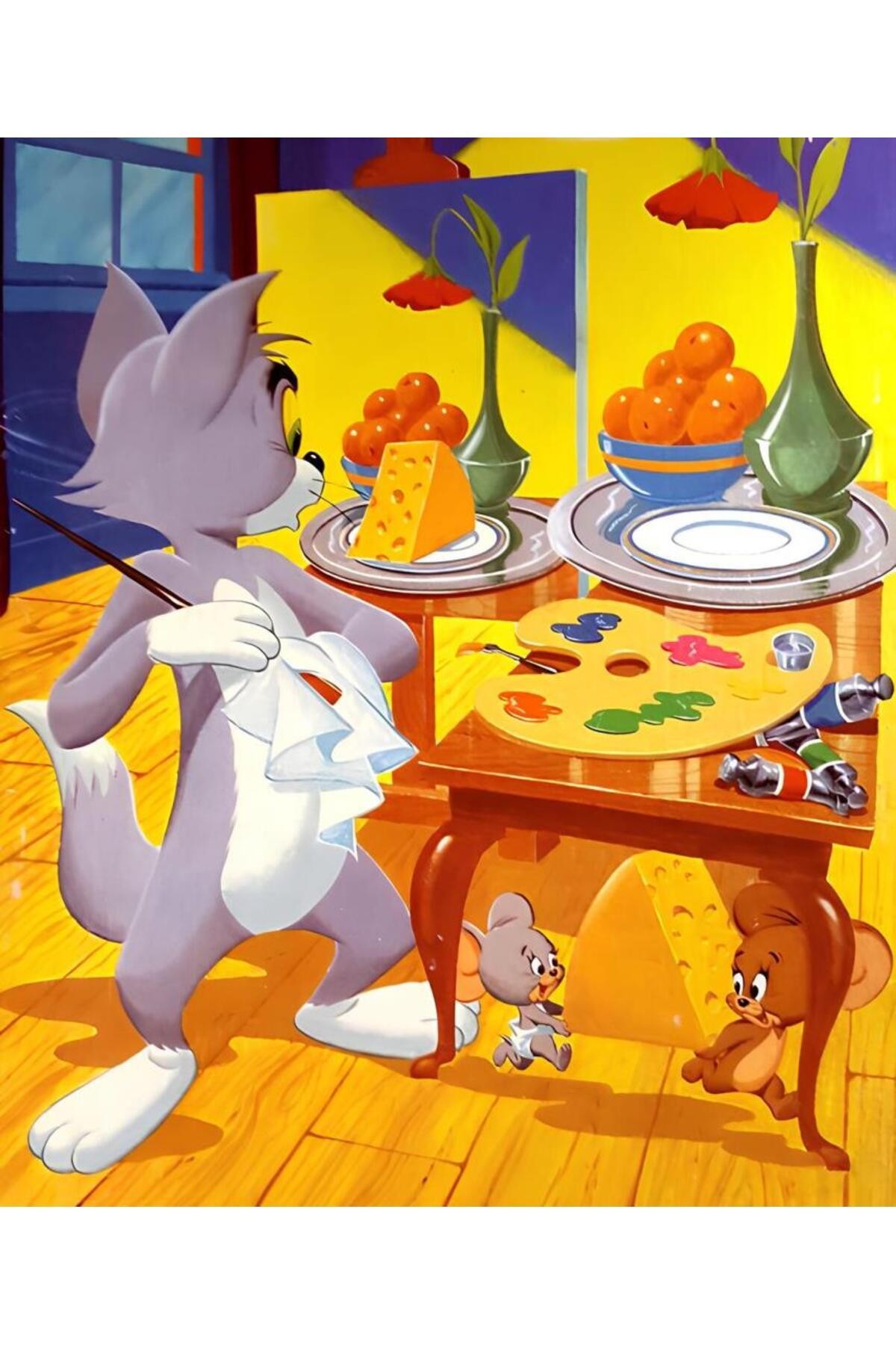 Movas Sanat Cheese Thieves - Tom And Jerry | Diamond Mosaic Puzzle | 45x55 | E20204116