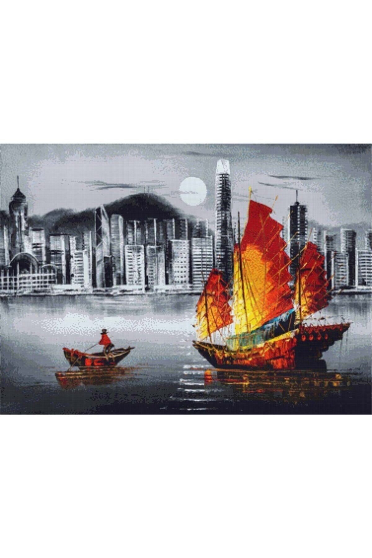 Movas Sanat Victoria Harbor Hong Kong | Diamond Mosaic Painting | Mosaic Puzzle | 55x40|E2020956M