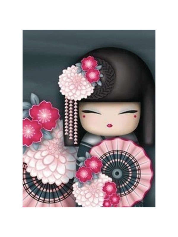 Movas Art A Japanese Girl, Cherry Blossoms | Diamond Mosaic Puzzle | 35x50 | E20201381M