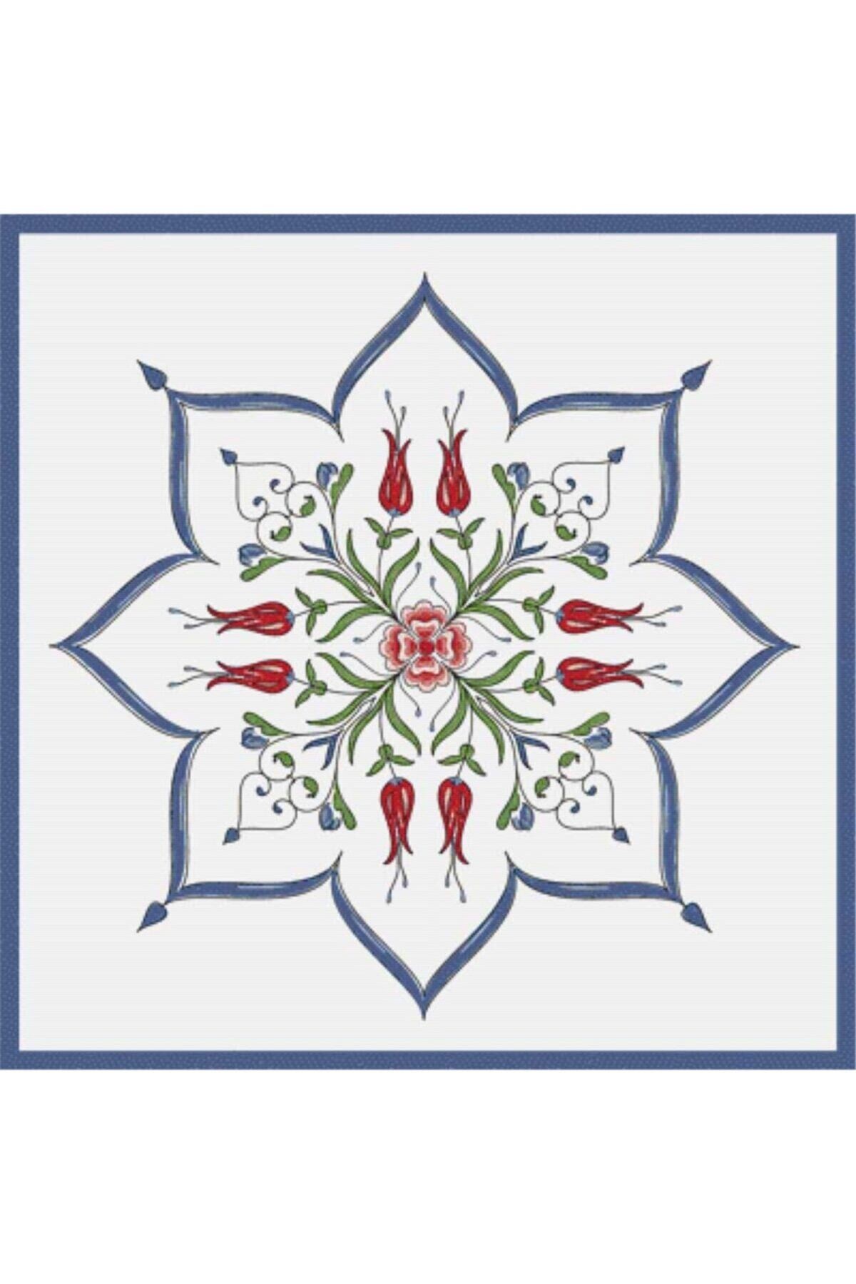 Movas Sanat Osmanlı Çini Sanatında Laleler | Elmas Mozaik Tablo | Mozaik Puzzle | 45x45 | E20201738M