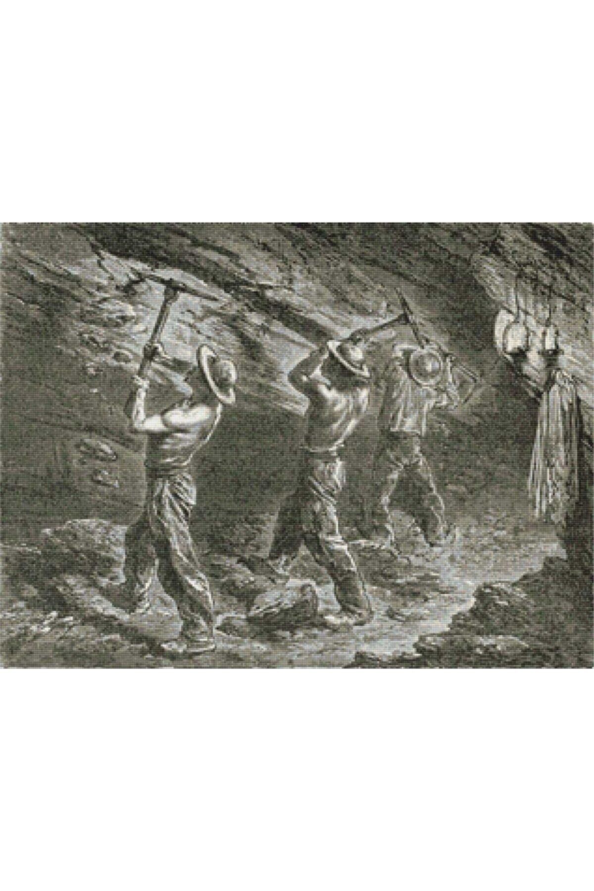 Movas Sanat Kömür Madencileri | Elmas Mozaik Tablo | Mozaik Puzzle | 40x30 | E20201199M