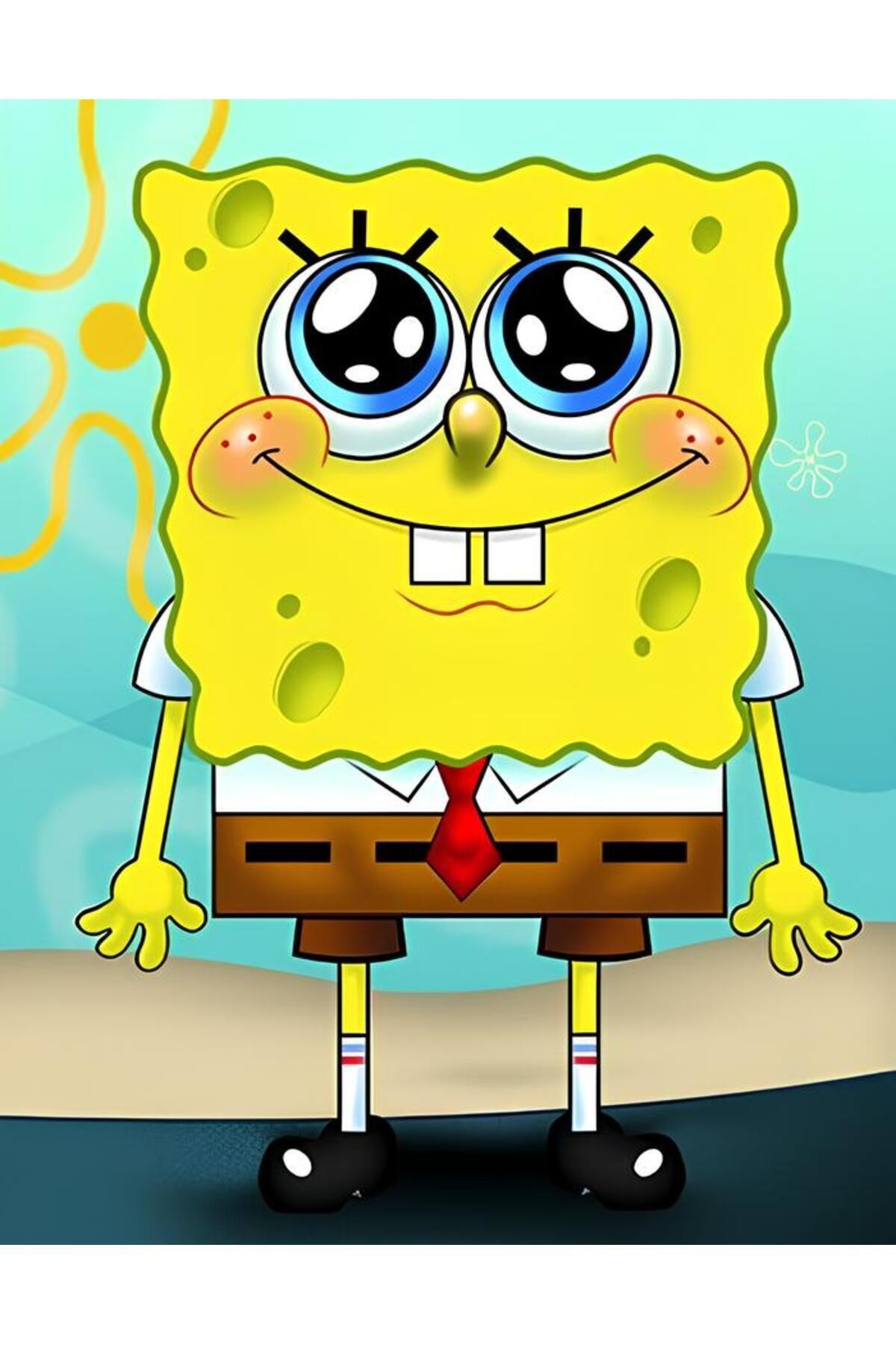 Movas Sanat Happy SpongeBob - SpongeBob | Diamond Mosaic Painting | Mosaic Puzzle | 40x50 | E20204068