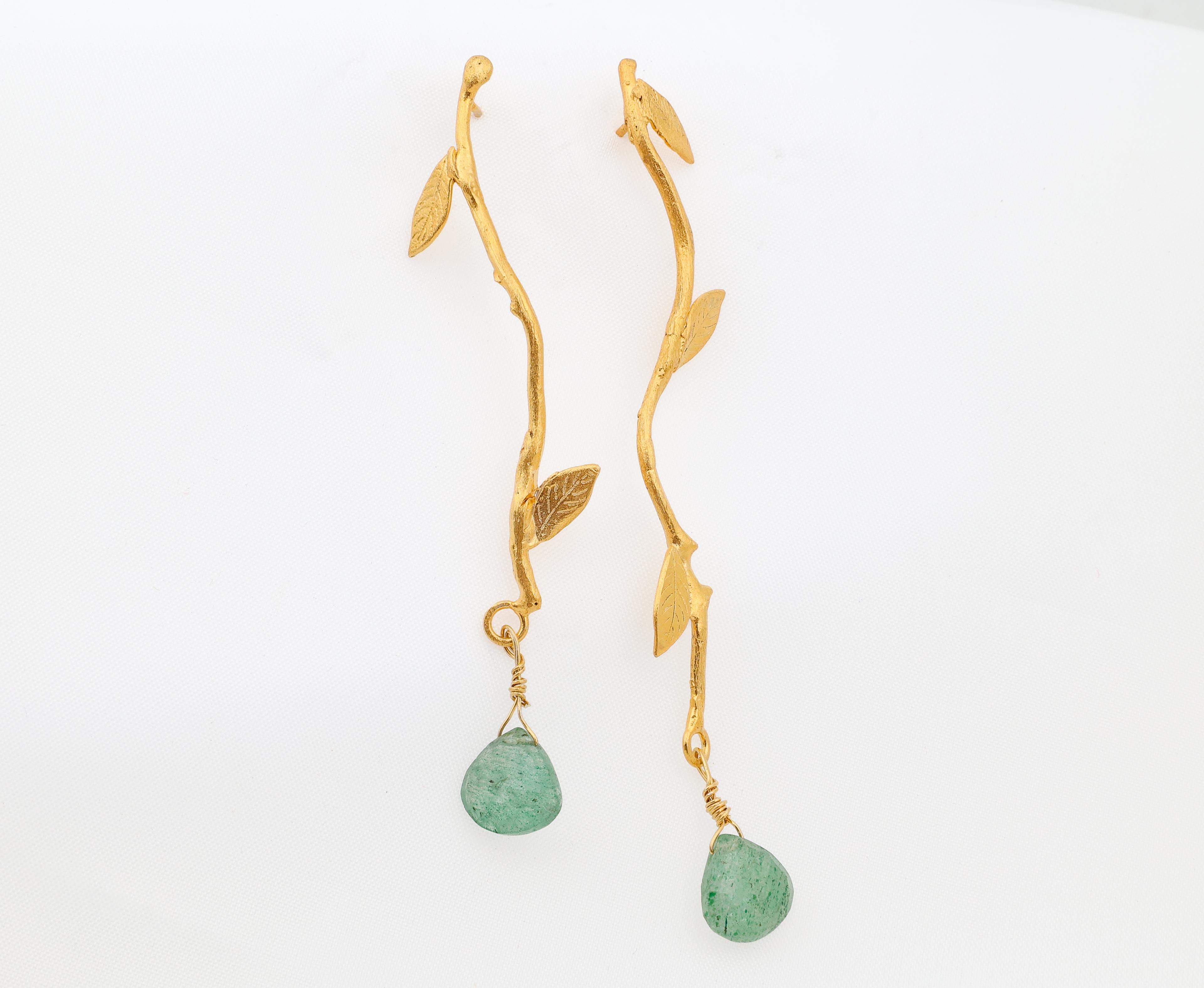 Zeytin Dalı Jade Küpe