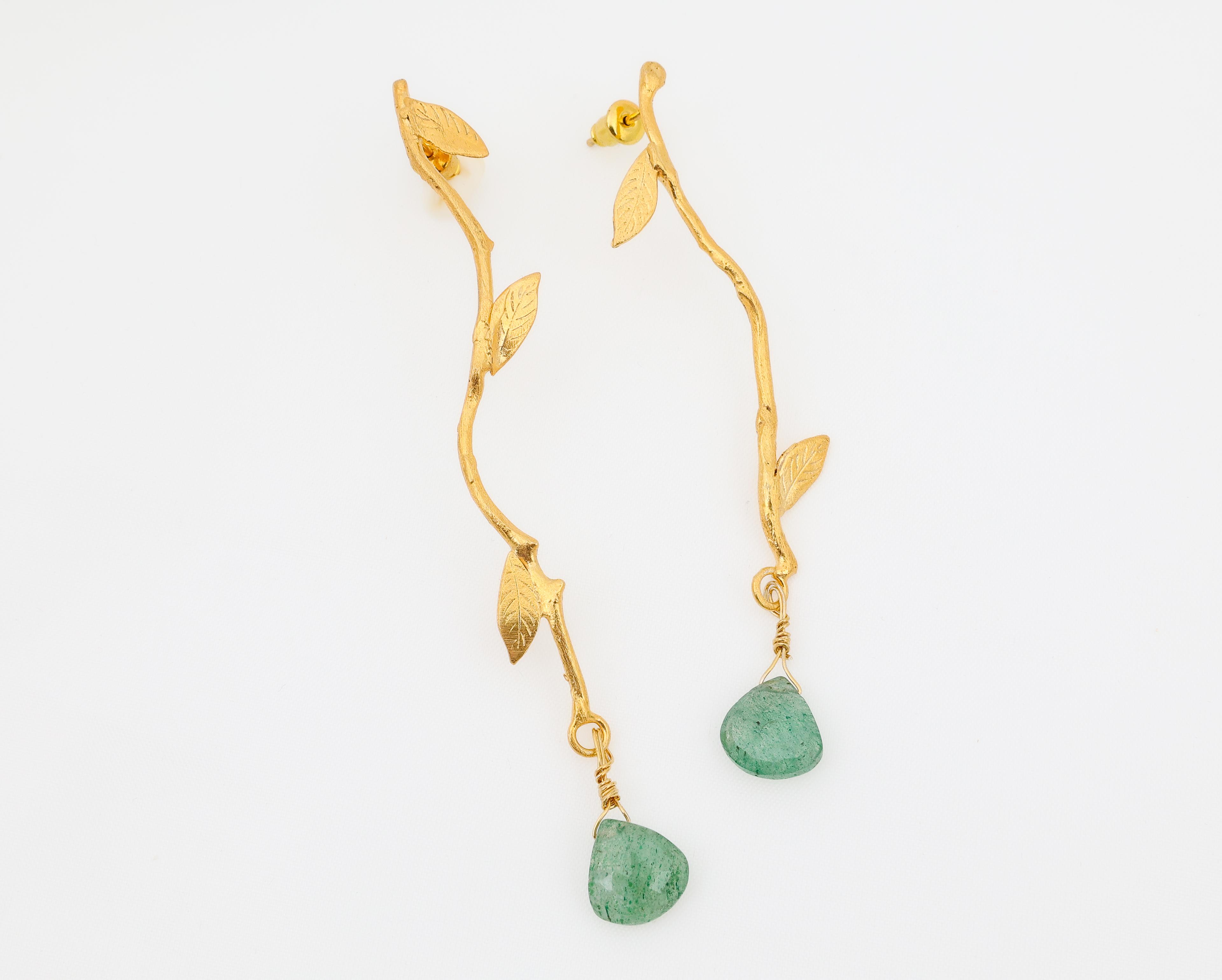 Zeytin Dalı Jade Küpe