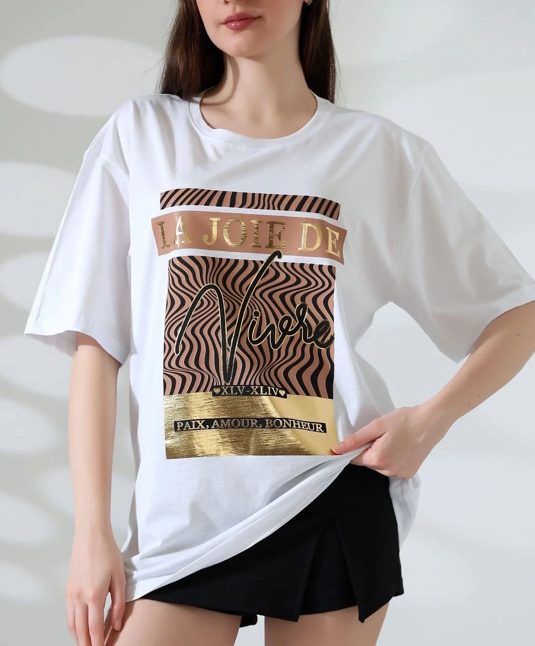 Varak çizgili Oversize tişört