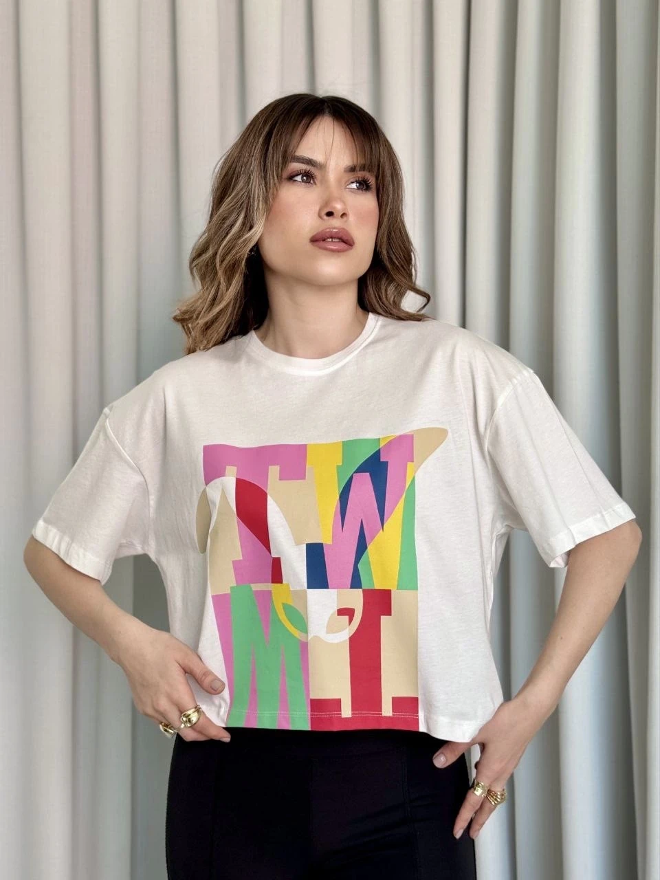 Baskılı Crop Tshirt