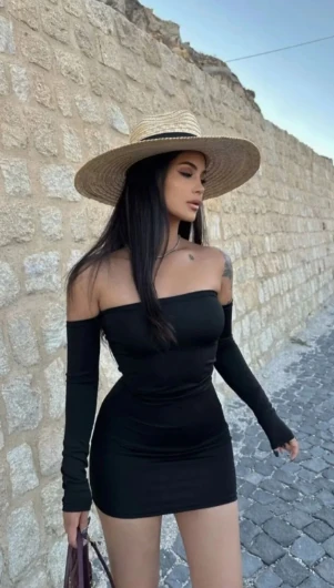 Siyah Mini Straplez Dalgıç Elbise