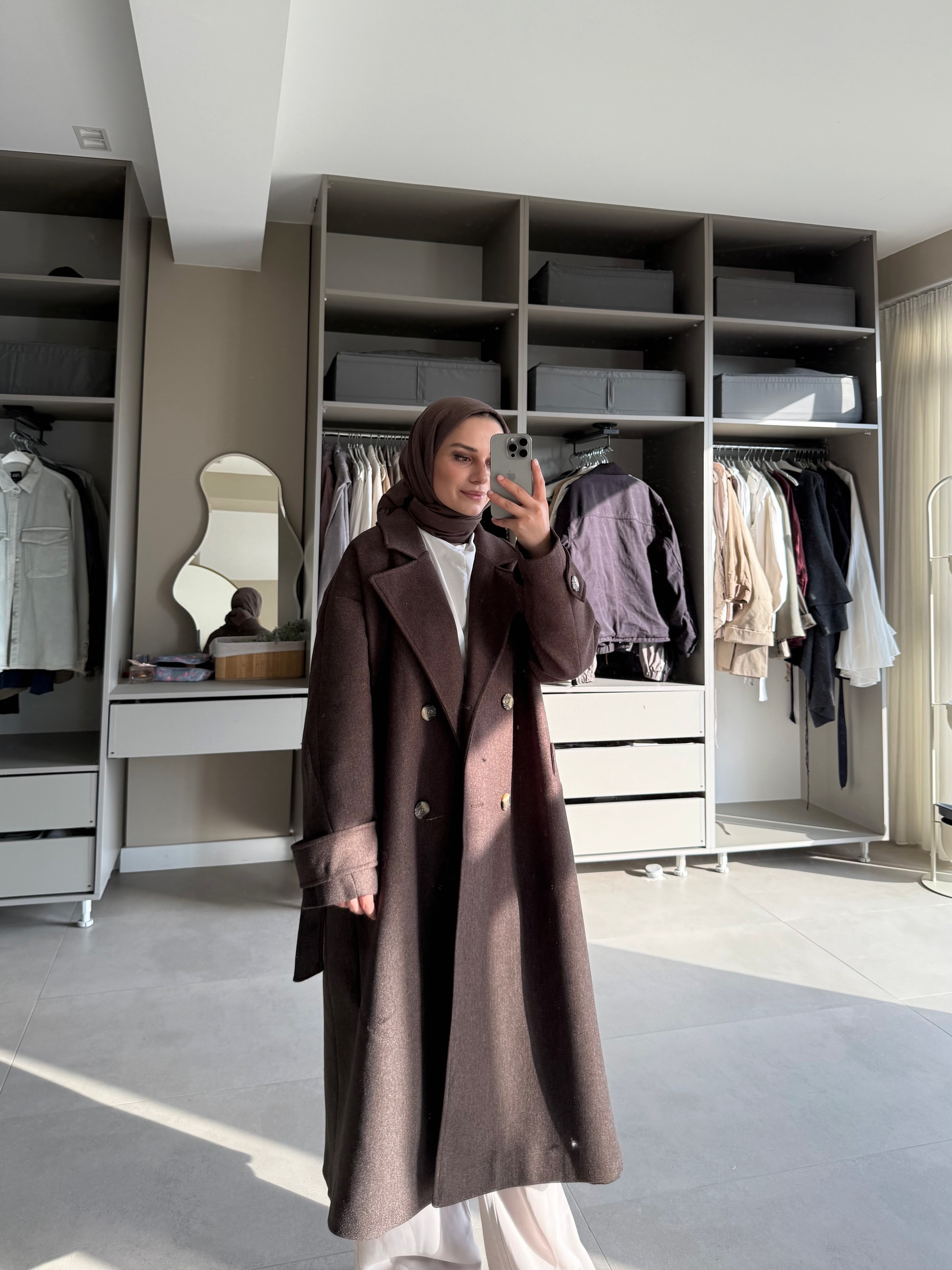 Premium Kaşe Kaban - Kahverengi