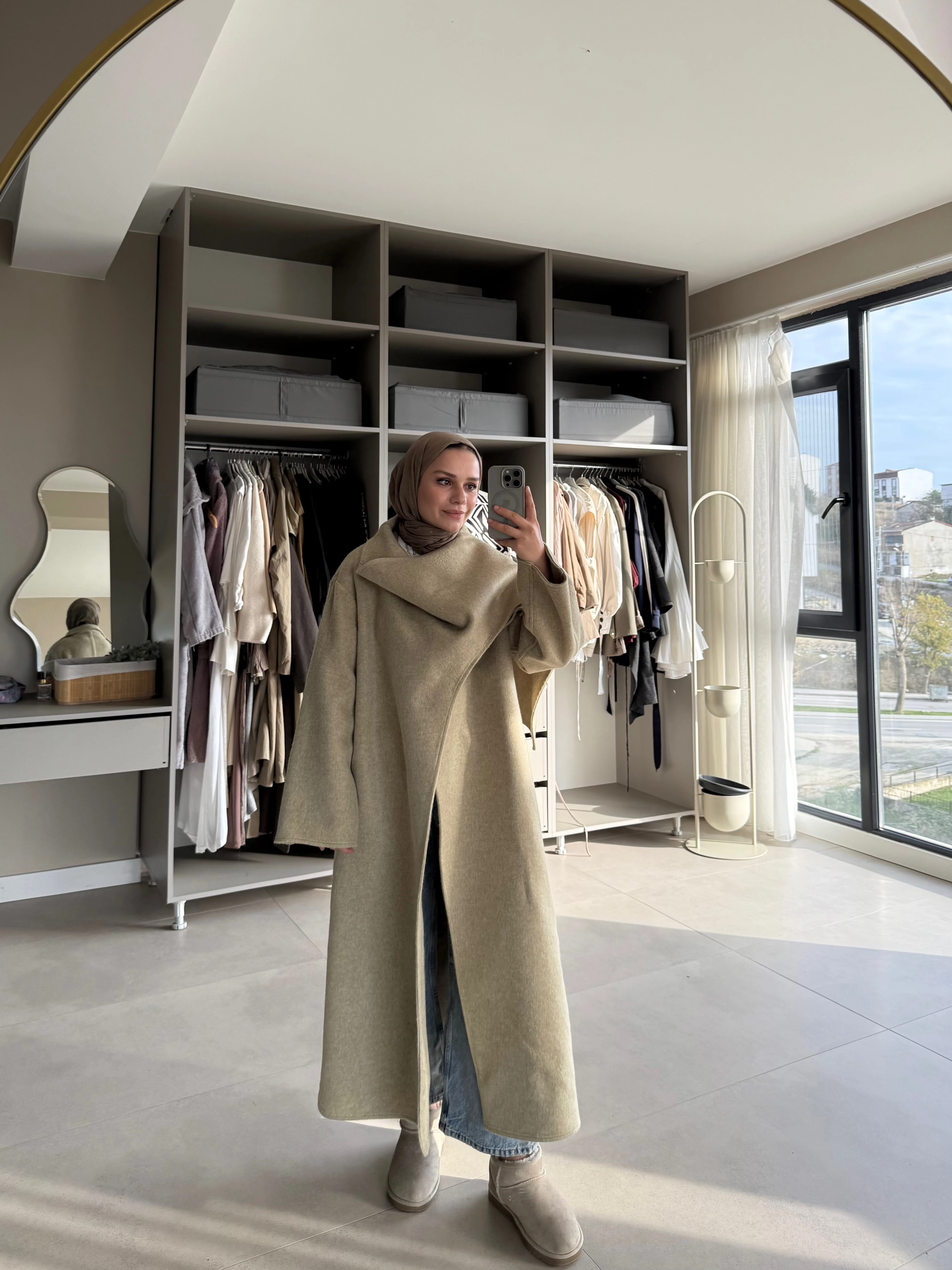 ŞAL YAKA KAŞE KABAN - Yeşil