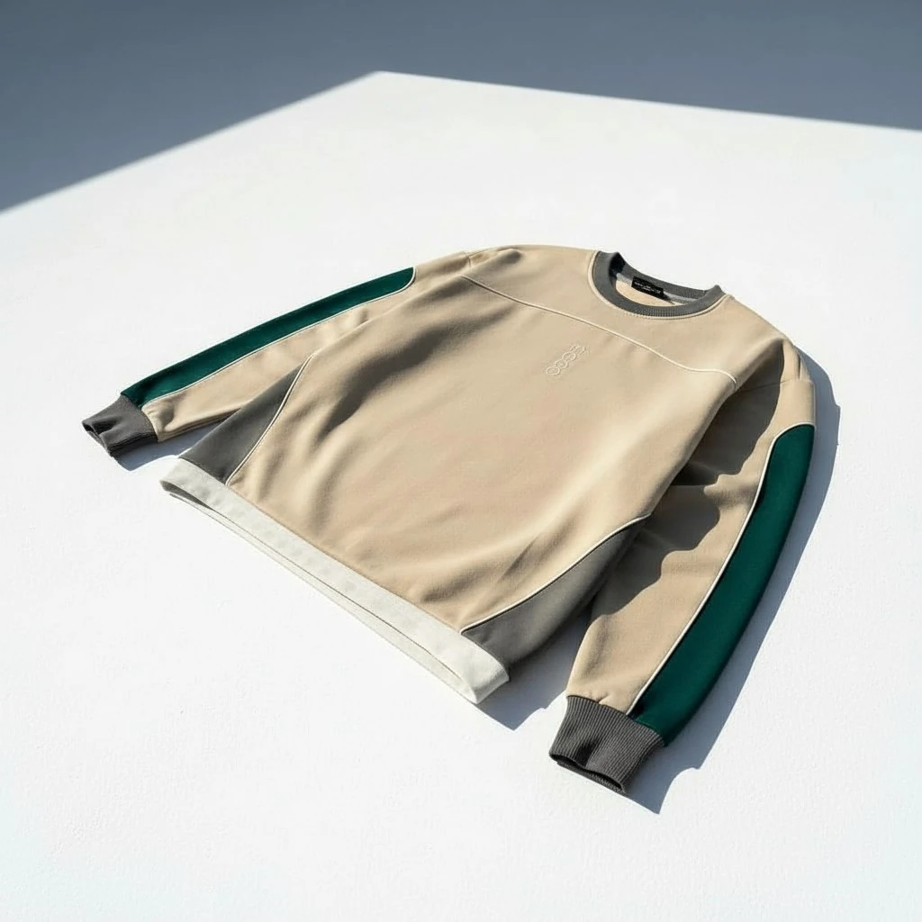 Ecco Haki Kol Detaylı Bej Sweatshirt