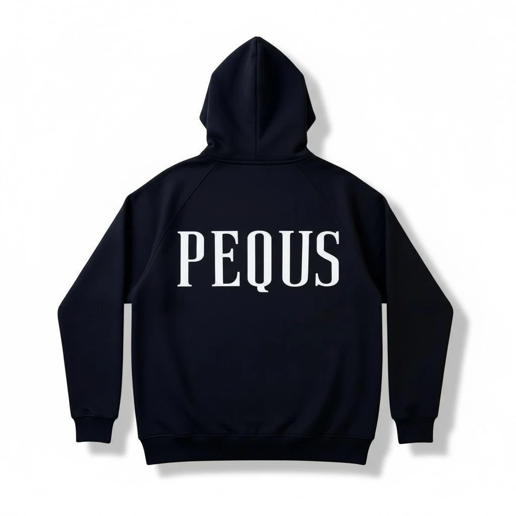 Pequ's Baskılı Siyah Oversize Zip Hoodie