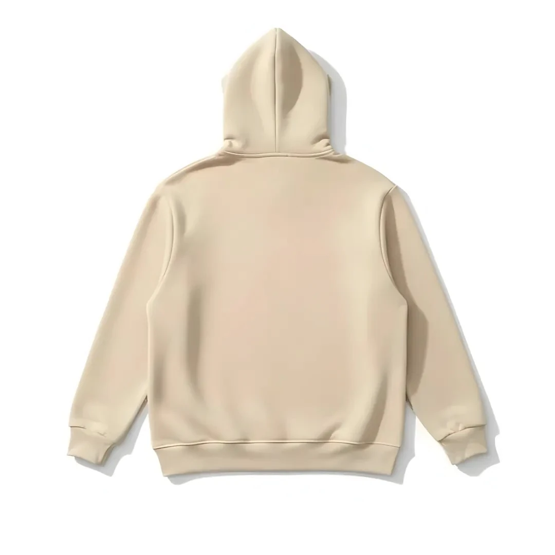 Basic Oversize Krem Zip Hoodie