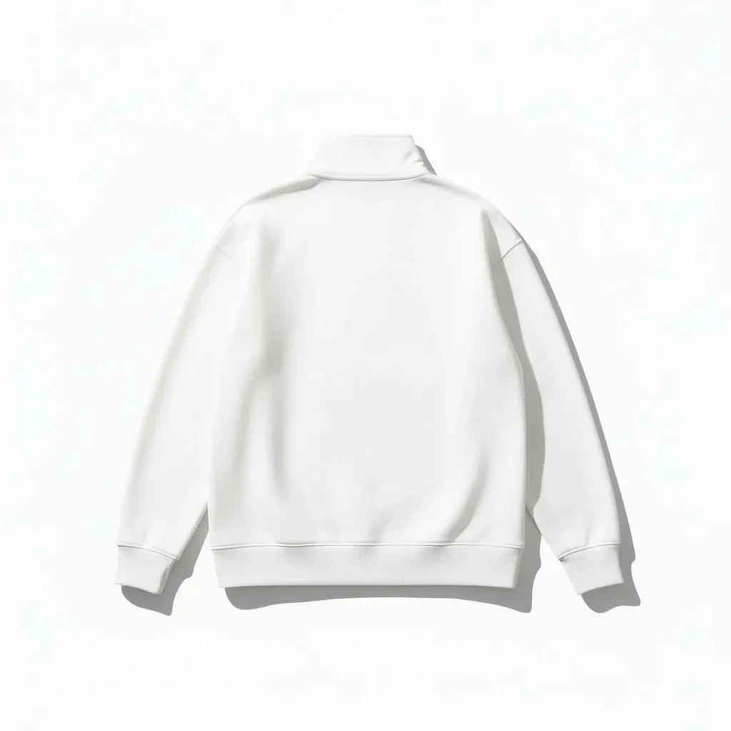 Beyaz Half Zip Polo Yaka Sweatshirt