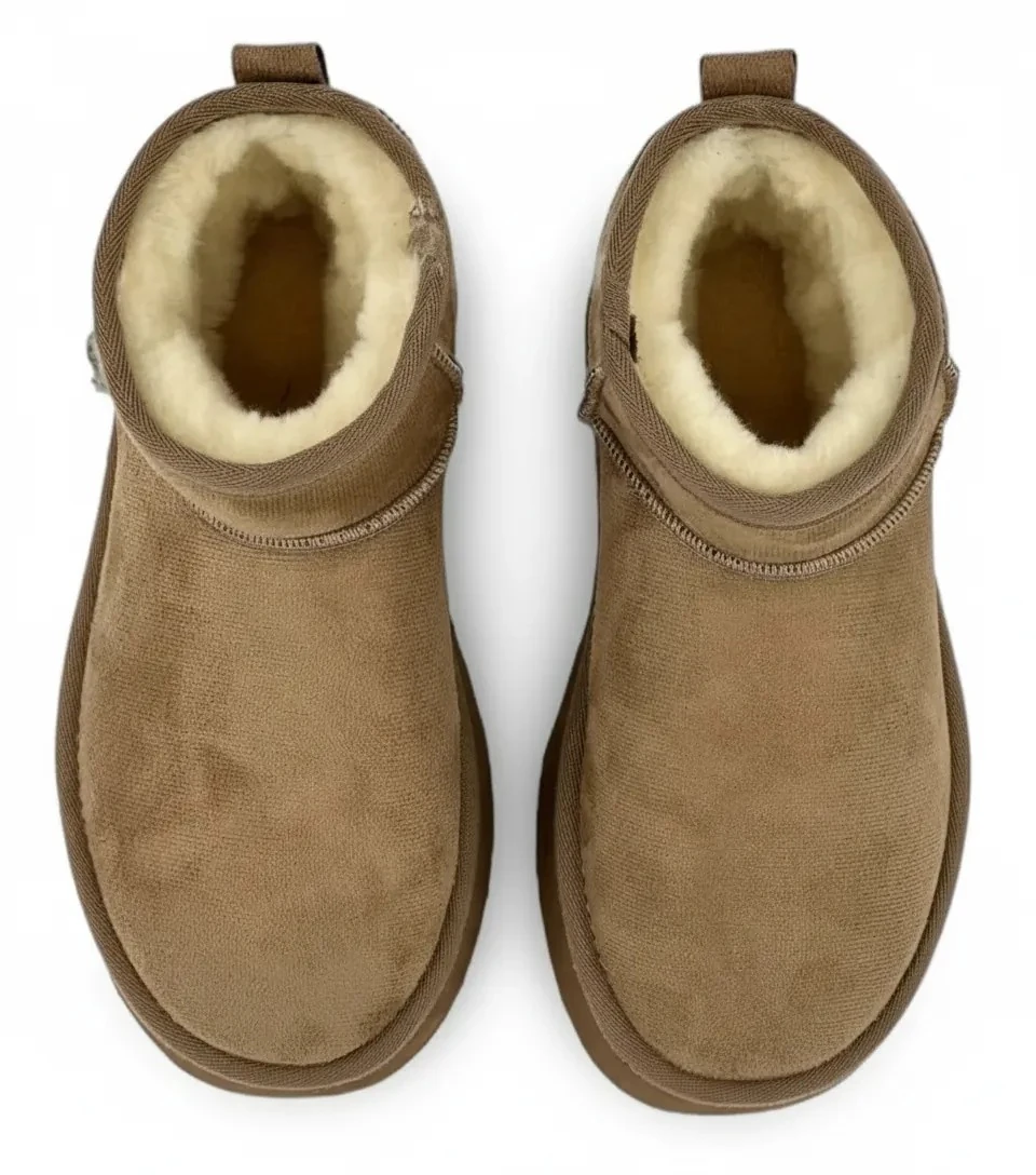 Krem Süet Kadın Bot İçi Tüylü