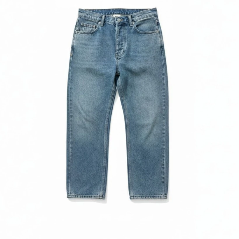 Loose Fit Yıkamalı Mavi Pantolon