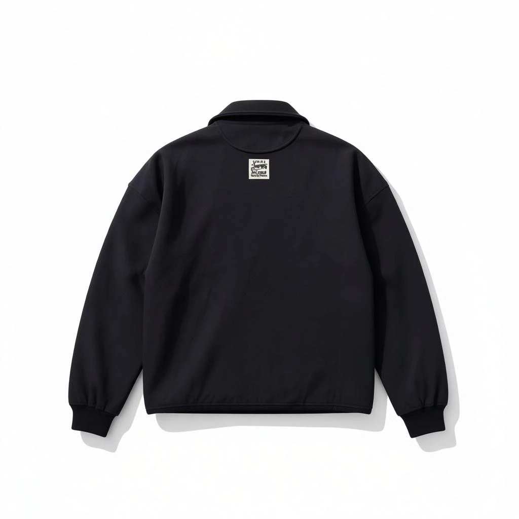 Twenty Nakış Detaylı Fırçalı Kumaş Siyah Half Zip Polo Yaka Sweatshirt