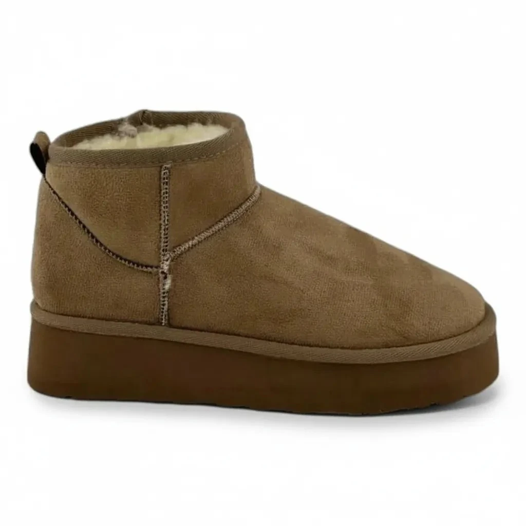 Krem Süet Kadın Bot İçi Tüylü