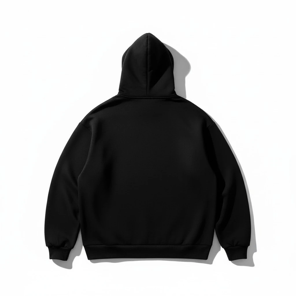 Basic Oversize Siyah Zip Hoodie