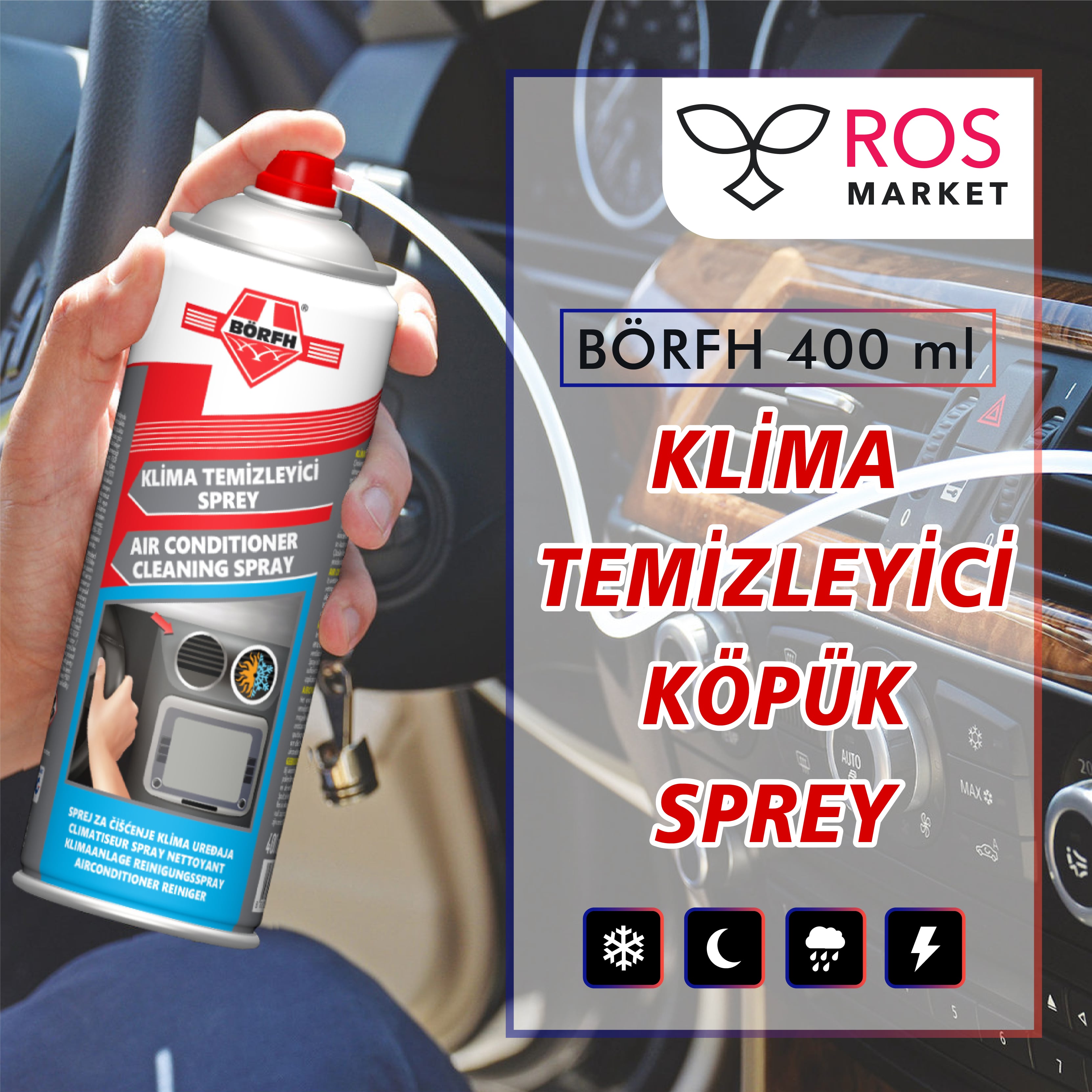 BÖRFH KLİMA TEMİZLEYİCİ HORTUMLU KÖPÜK SPREY 400 ML