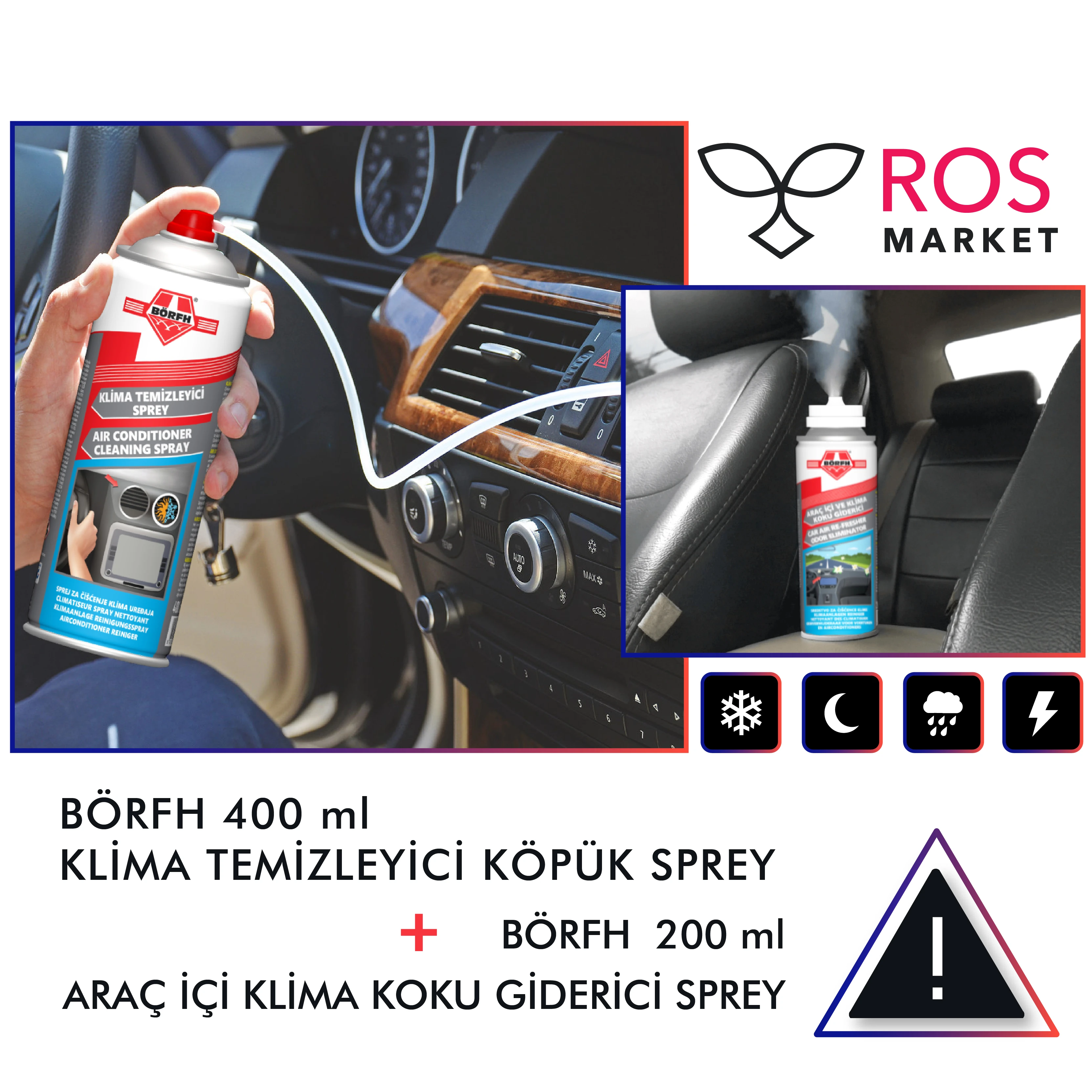 BÖRFH KLİMA BOMBASI 200 ML VE KLİMA TEMİZLEYİCİ KÖPÜK SPREY 400 ML