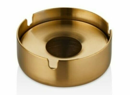 Çelik Kapaklı Kül Tablası , Gold Kaplama , 8 cm.