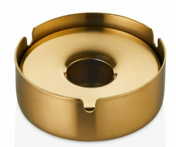 Çelik Kapaklı Kül Tablası , Gold Kaplama , 10 cm.