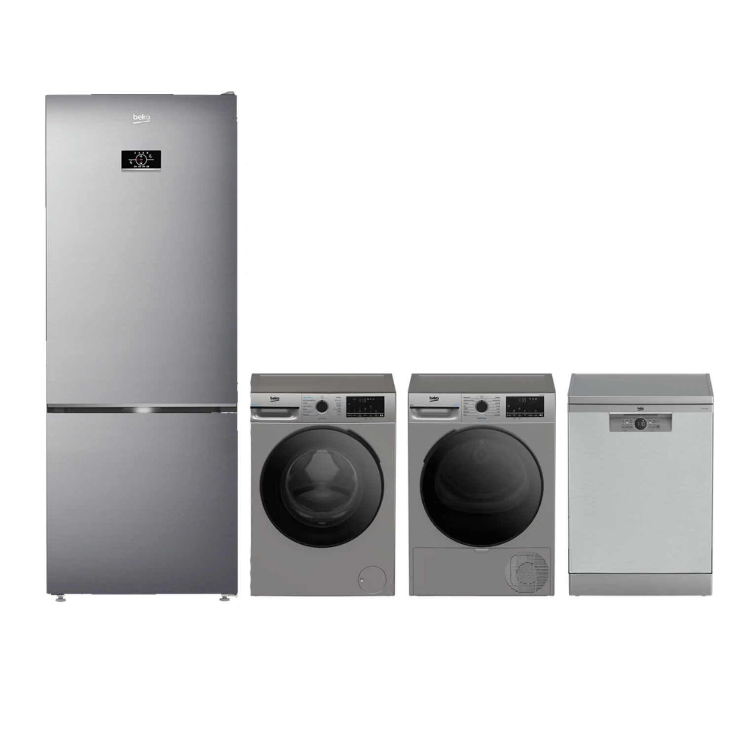 Beko Beyazeşya Büyük 4'lü İnox Düğün Seti 2026, (Buzdolabı,Bulaşık Makinesi, Çamaşır ve Kurutma Makinesi'nden oluşmaktadır.)