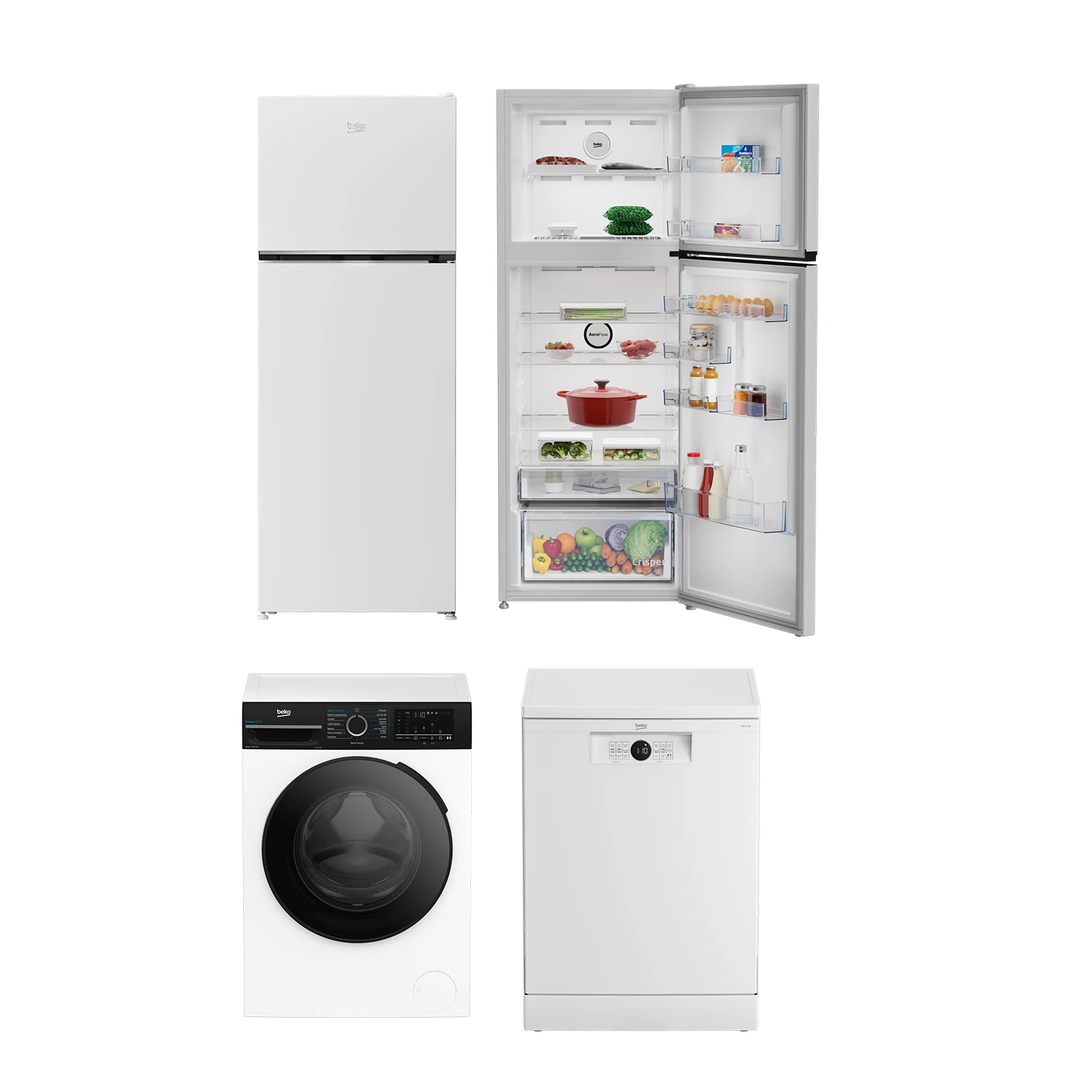 Beko Süper Delüx 3'lü Çeyiz Seti (477 Litre Buzdolabı,11 Kg Çamaşır ve 6 Prog. Bulaşık Makinesinden oluşmaktadır.)