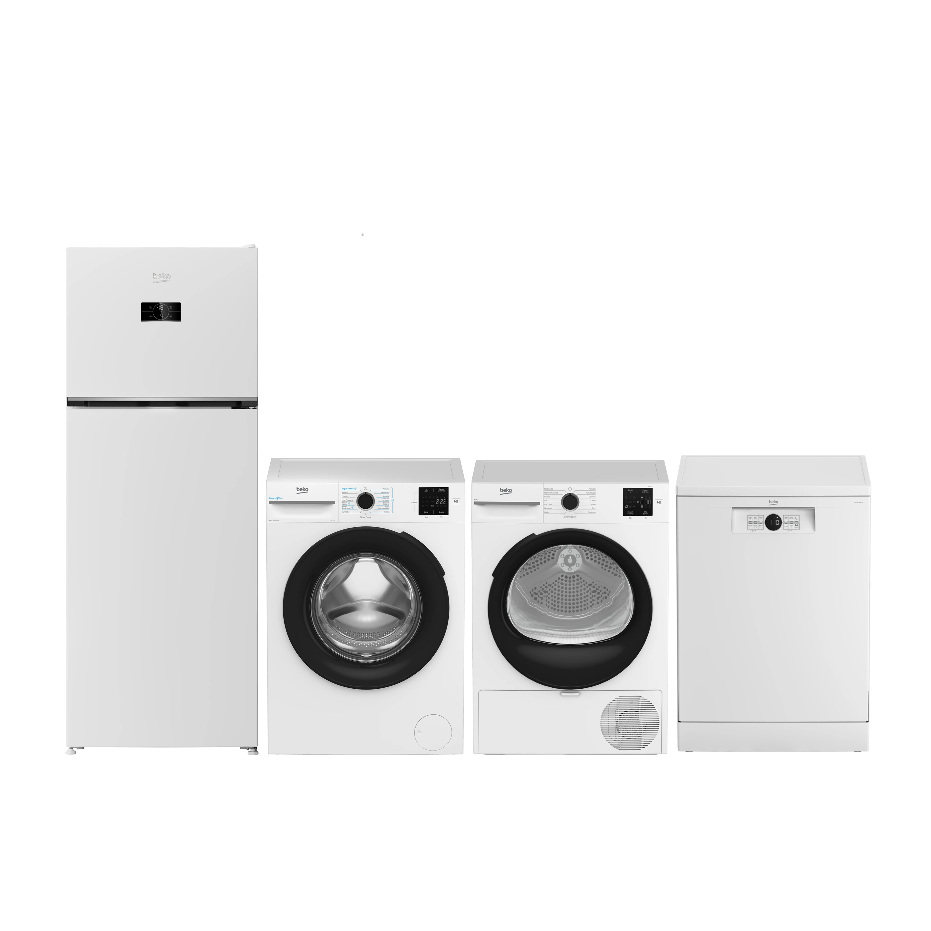Beko Avantajlı 4'lü Düğün Paketi 2026 (Buzdolabı,Bulaşık makinesi, Çamaşır ve Kurutma Makinesi'nden oluşmaktadır.)