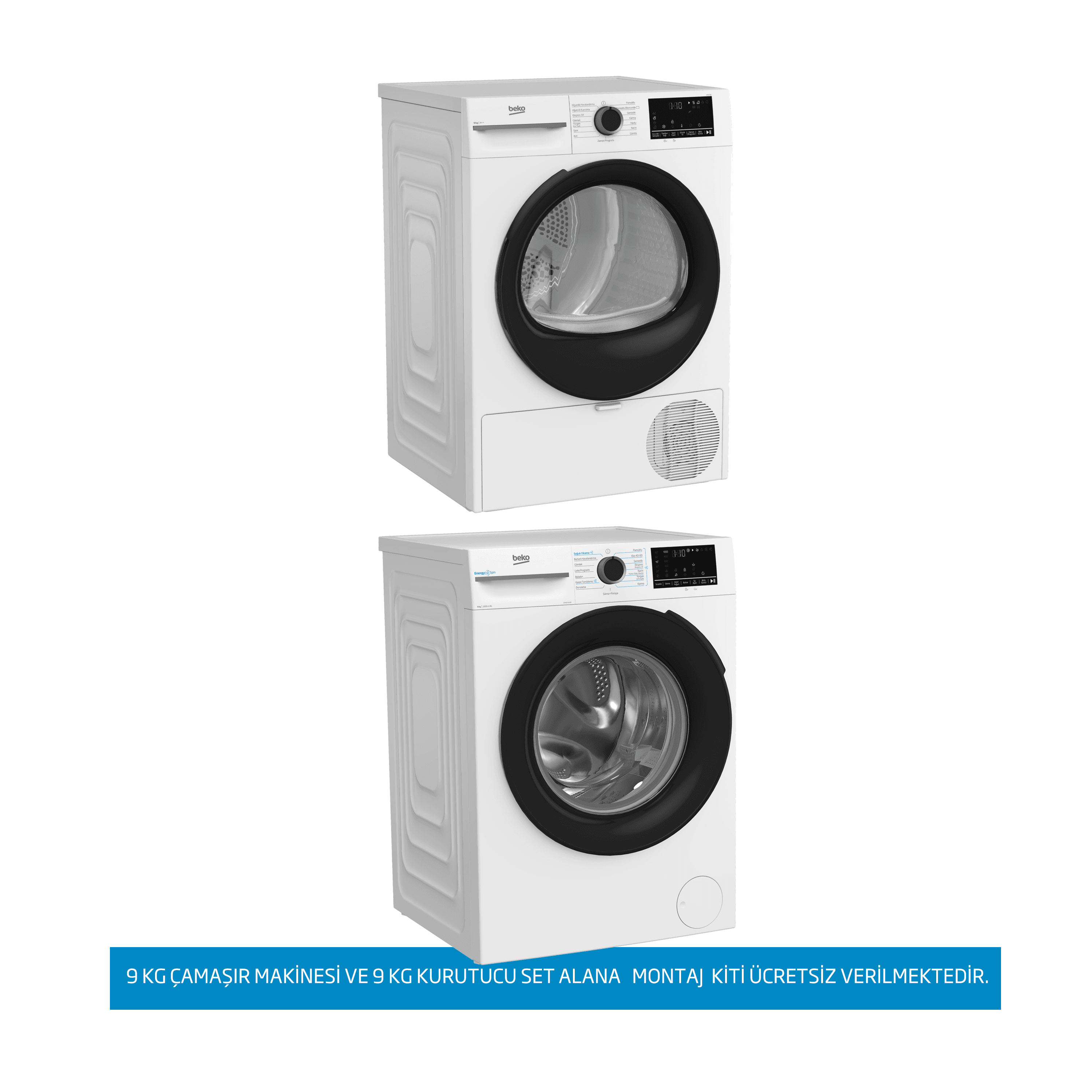 Beko 2'li SET KMX 90 Kurutma Makinesi ve CMXD 9100 Çamaşır Makinesi - İNDİRİMLİ 2Lİ PAKET