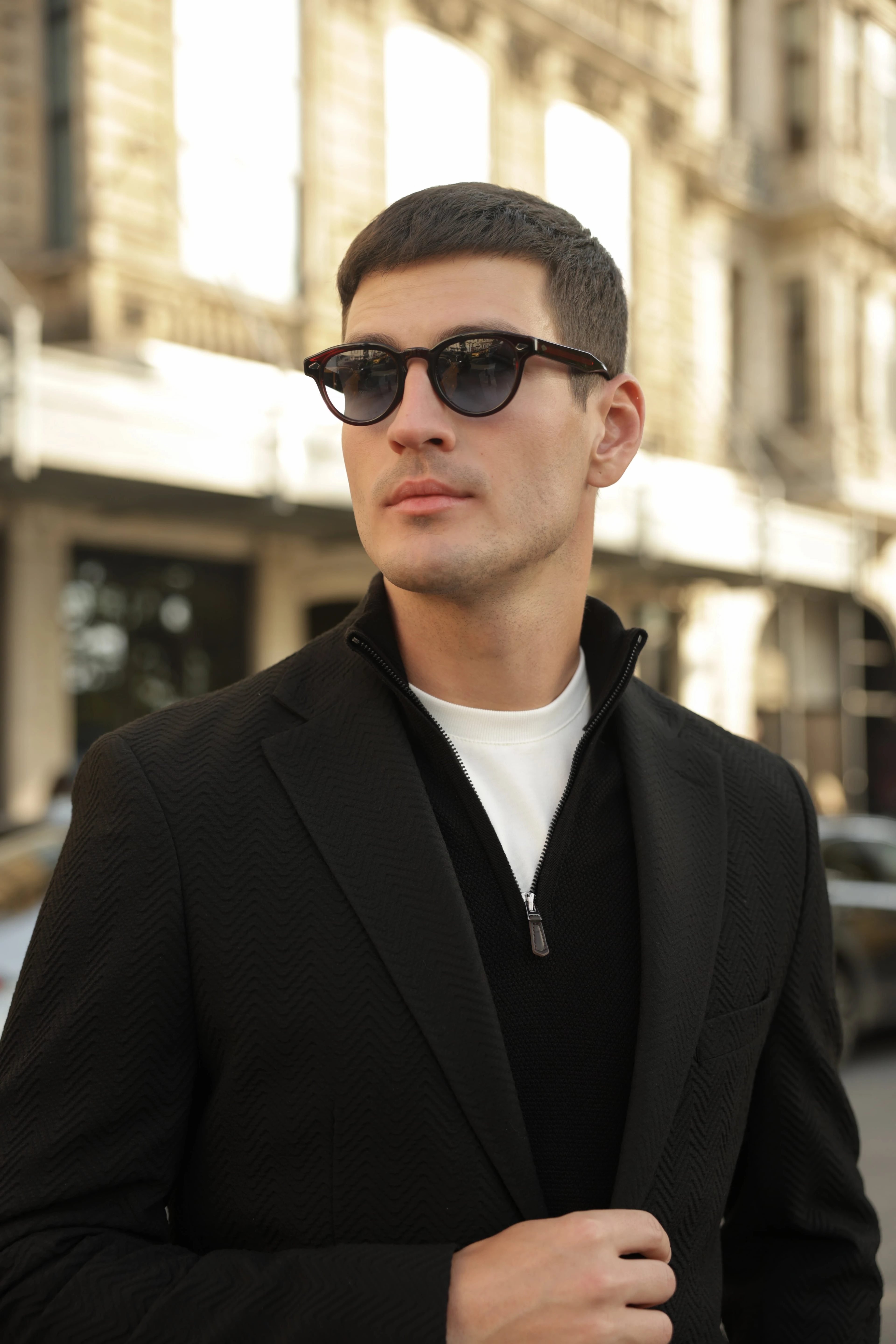 Erkek Siyah Gofre Dokulu Ceket 