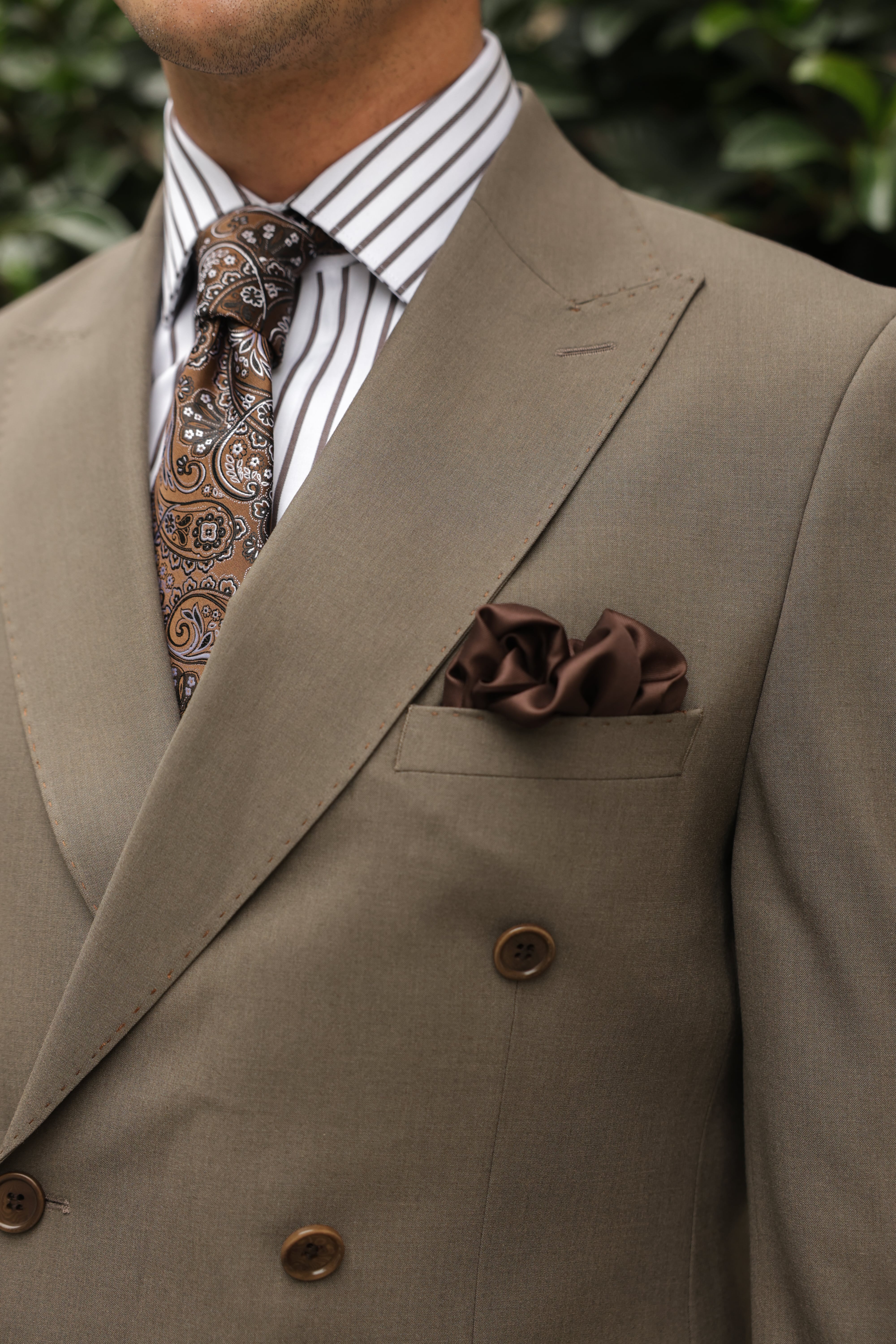 Erkek Açık Kahverengi Kruvaze Takım Elbise