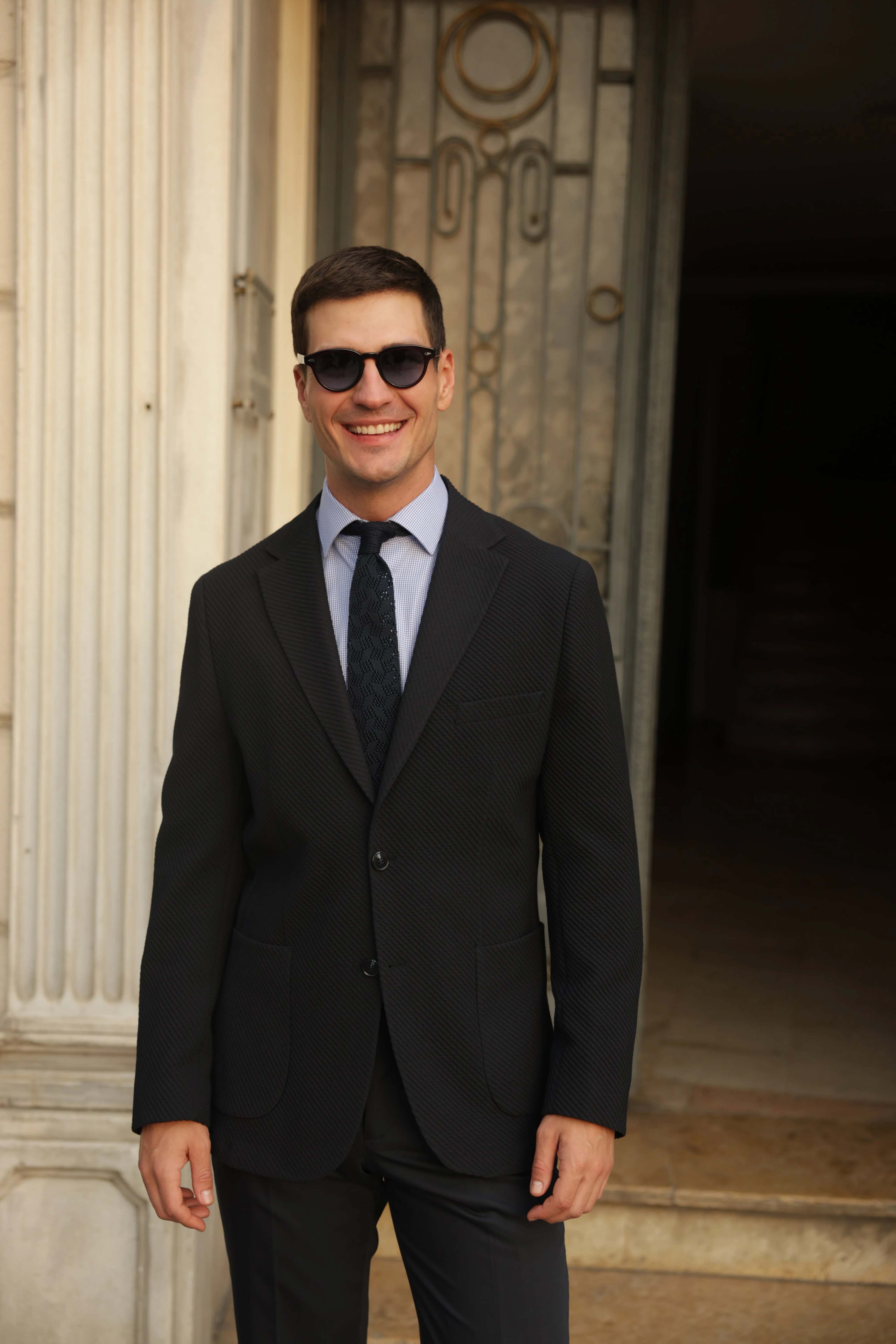 Erkek Lacivert Gofre Dokulu Ceket 