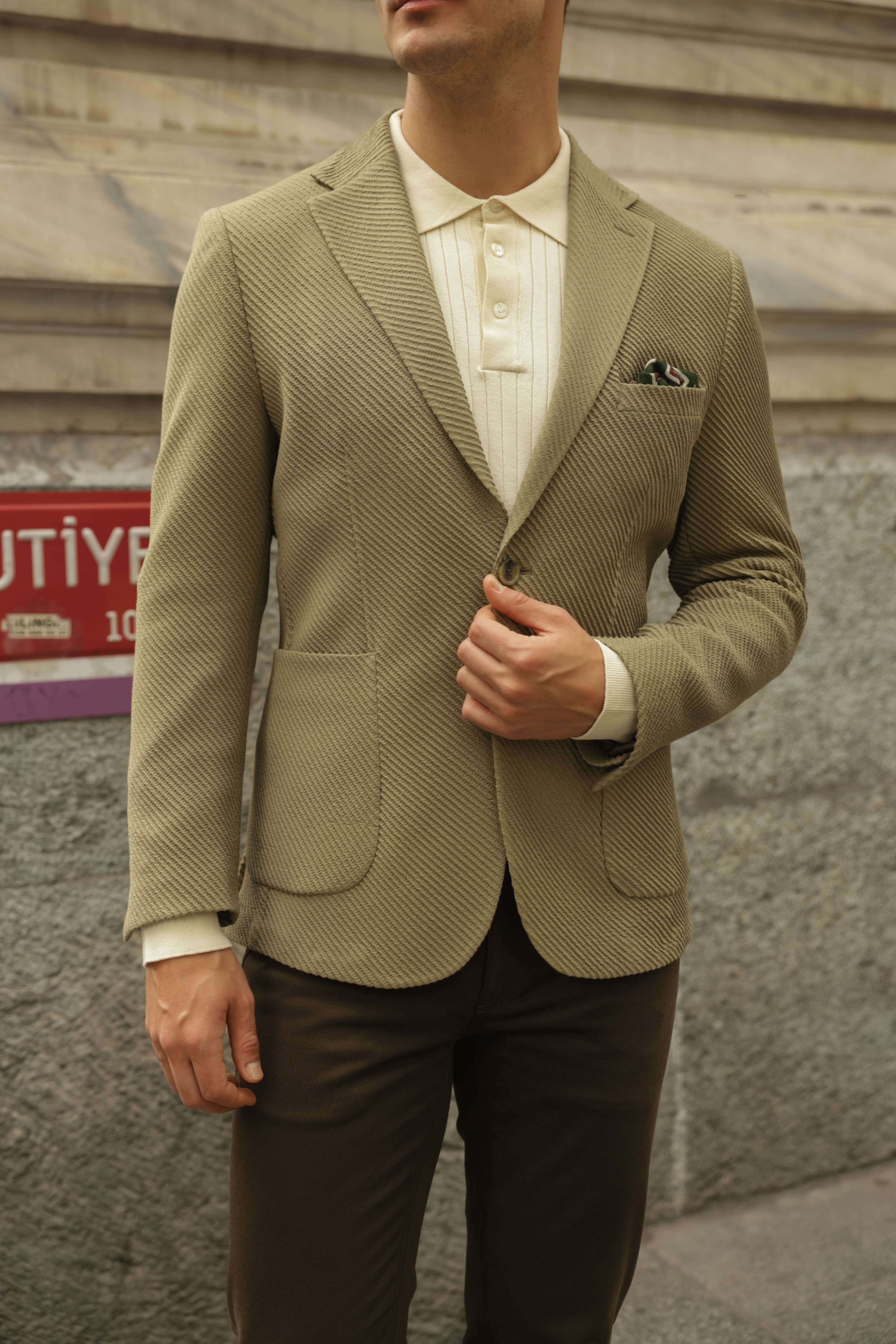 Erkek Gofre Dokulu Ceket