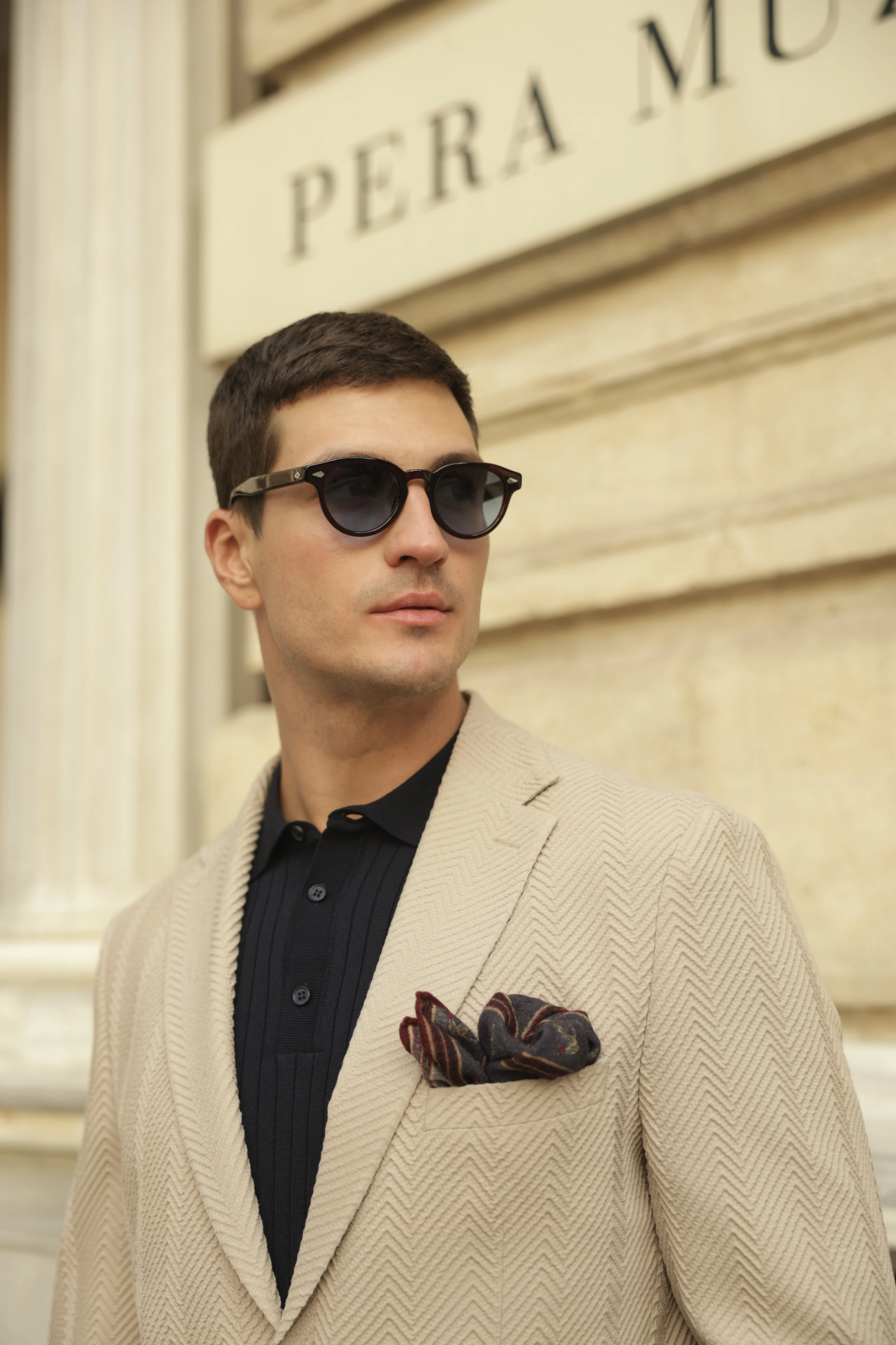 Erkek Krem Gofre Dokulu Ceket