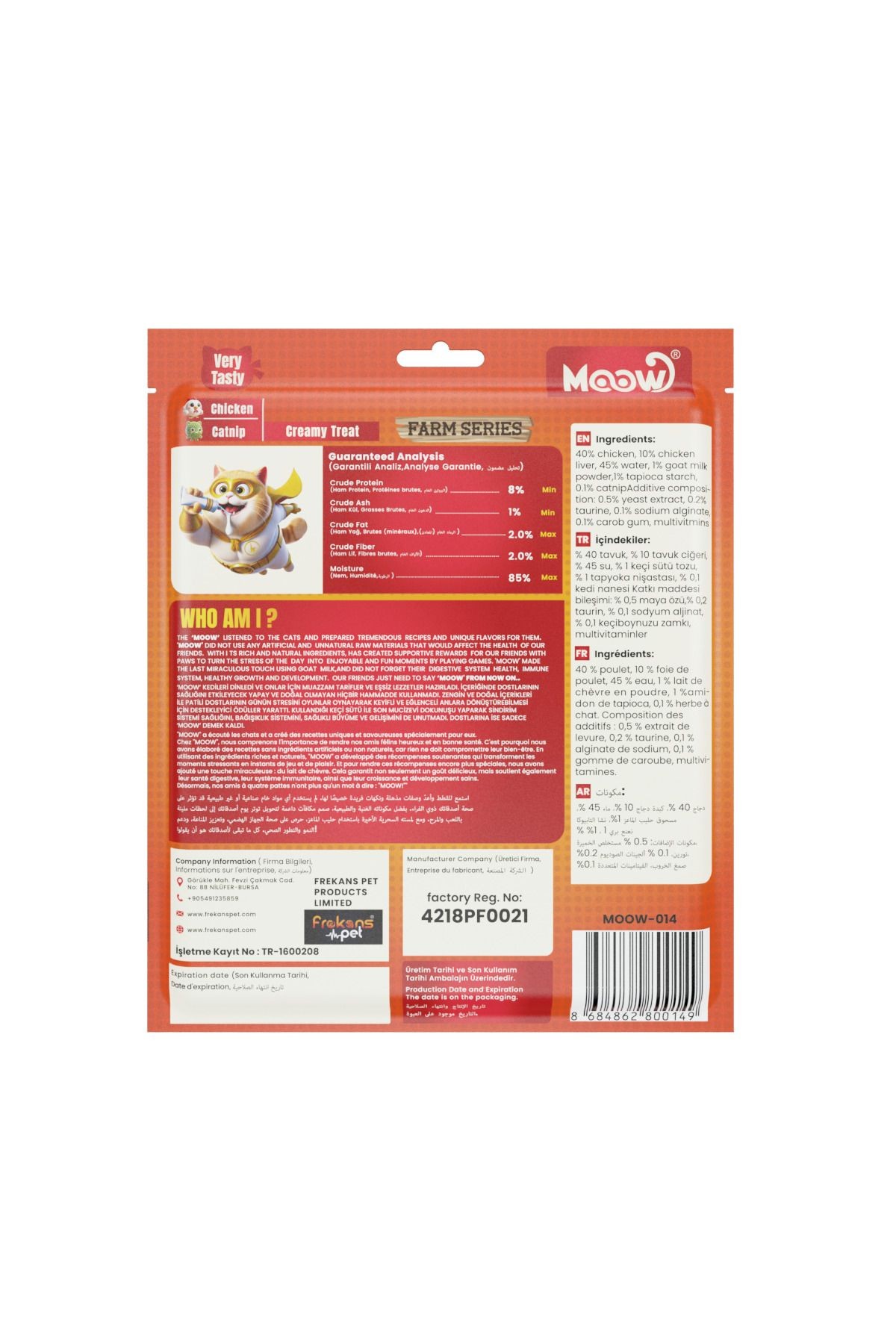 Moow Tavuklu Kedi Naneli Keçi Sütlü Kedi Krema Ödülü 30x12g