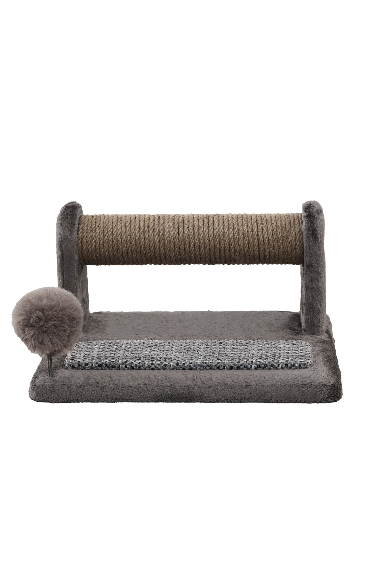 Woolart Jimmy Lüks Kaliteli Kedi Tırmalama Tahtası ve Ponponlu Oyuncak Gri
