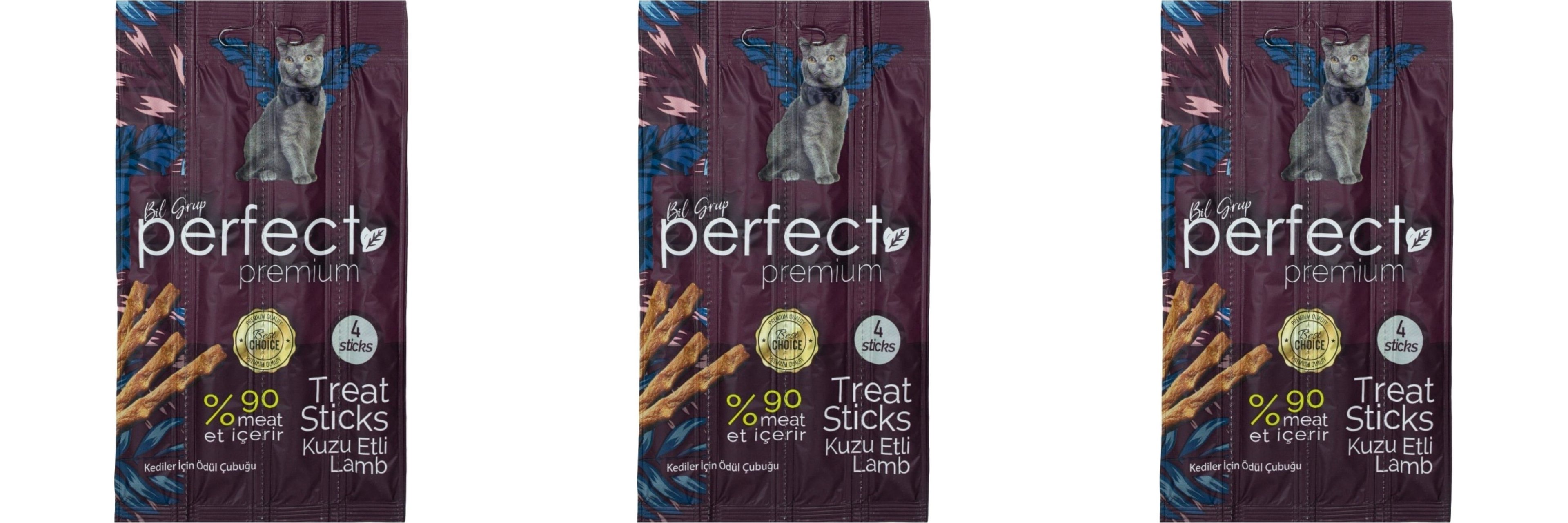 Perfect Premium Kuzu Etli Kedi Ödül Çubuğu 5 Gr X 12 Adet ( 3 Adet 4 Lü Sticks)