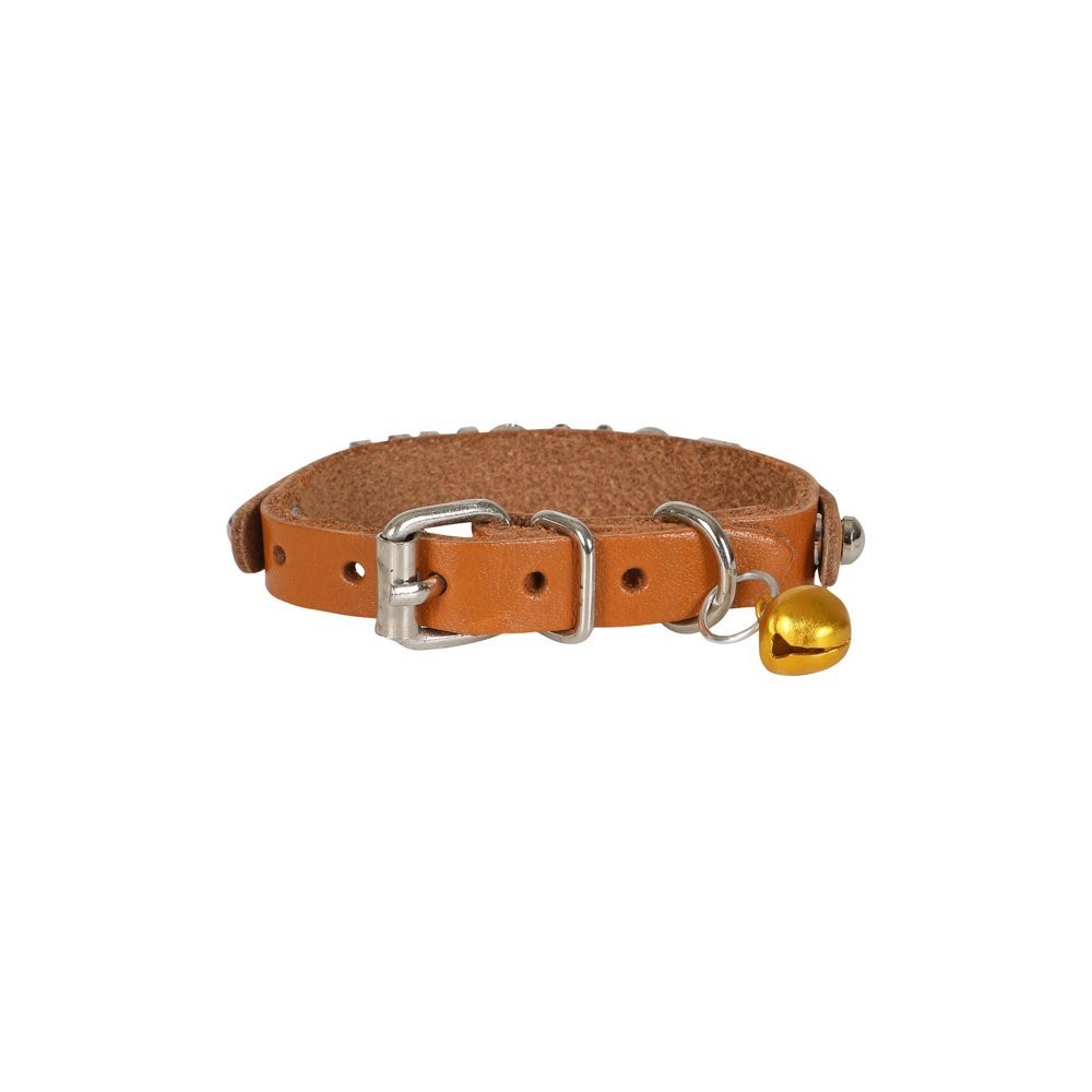 CATTİE İSİMLİKLİ DERİ KEDİ TASMASI KAMEL 1X16-20CM