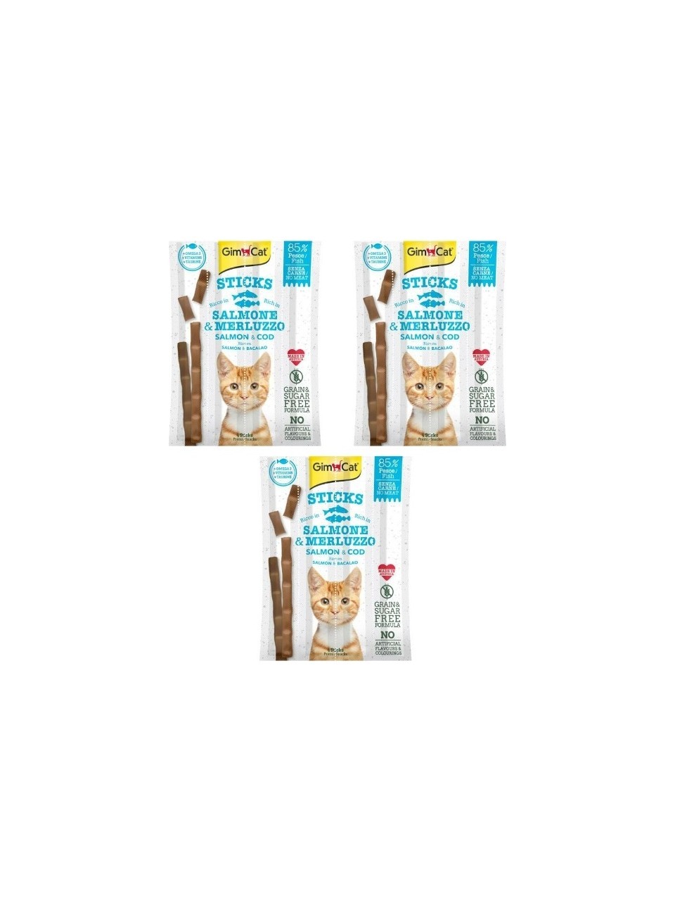 Gimcat Sticks Somon & Atlantik Morina Tahılsız Ödül Çubukları 4'lü 20 Gr X 3 Adet