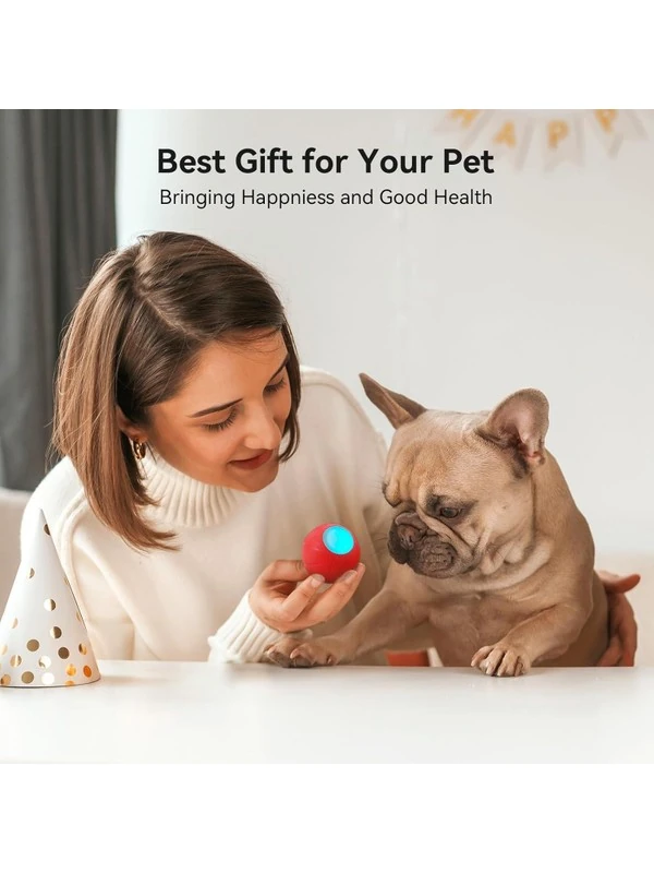 Cheerble Şarjlı Akıllı İneraktif KEDİ KÖPEK Oyun Topu Kırmızı Small 5.5 cm