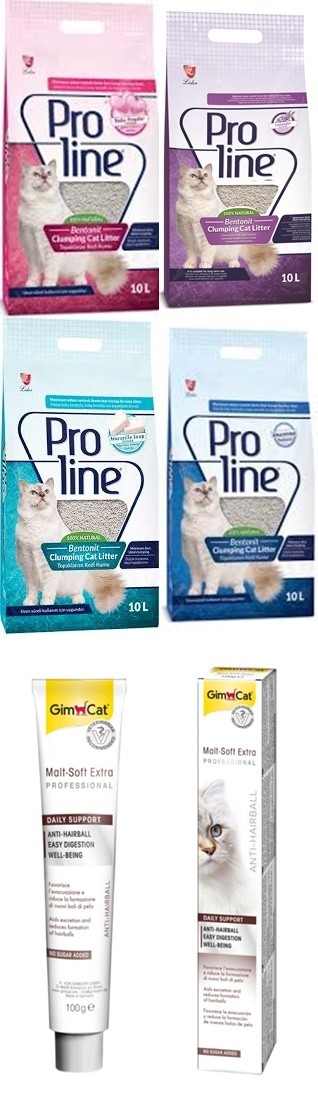 Proline İnce Tane Kedi Kumu 10 x 2 (20 lt) + Gimcat Malt Extra Soft 100 Gr