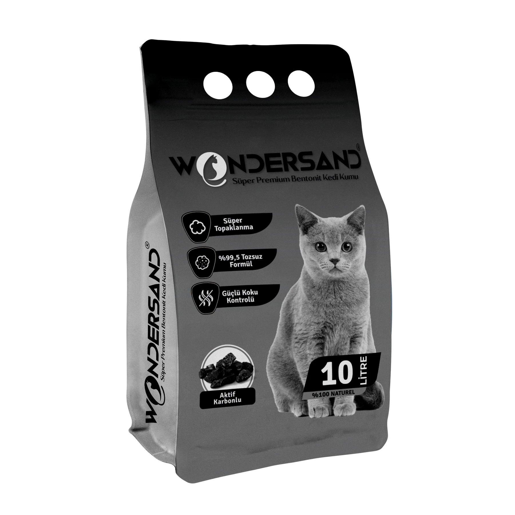 WONDERSAND AKTİF KARBON SÜPER PREMİUM KEDİ KUMU 10 LT